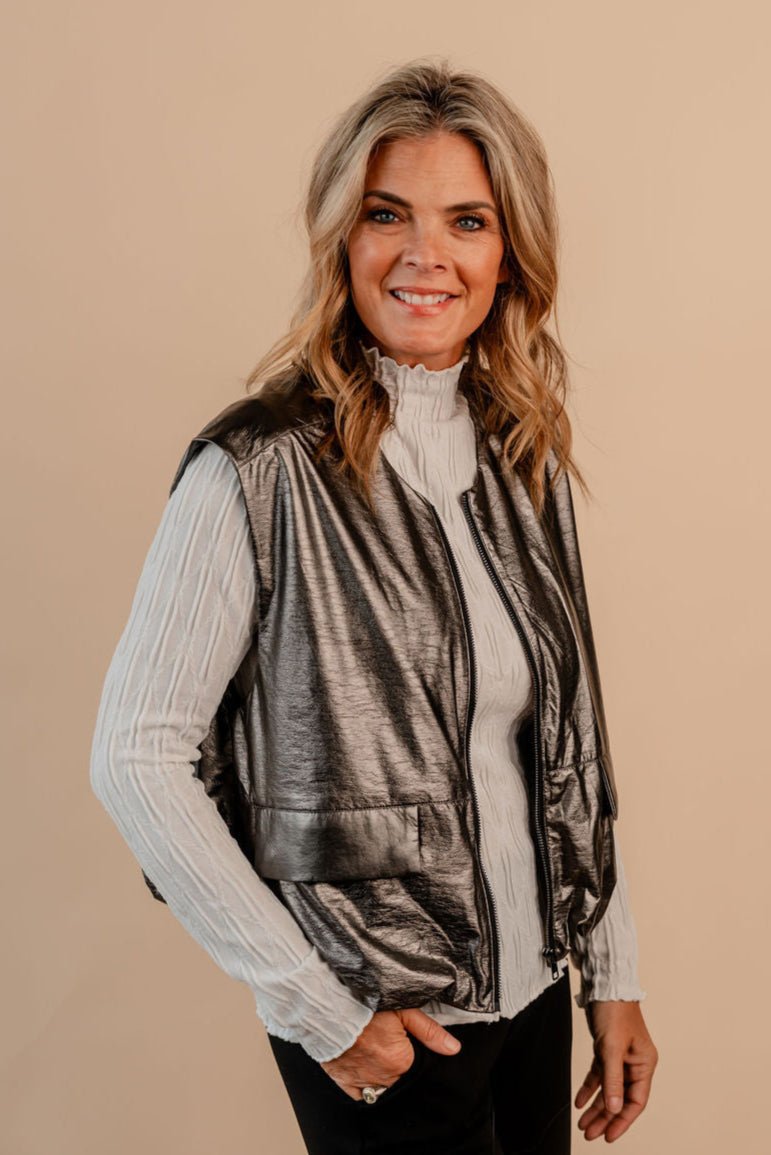 Bodywarmer Metallic Vest - Mainstream Boutique
