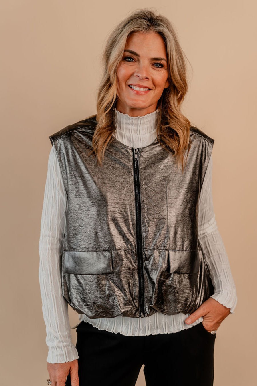 Bodywarmer Metallic Vest - Mainstream Boutique