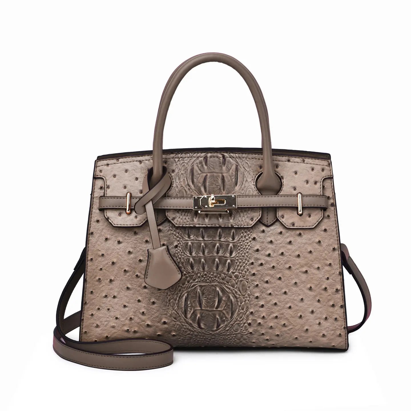 Virginia Ostrich & Croc Structured Satchel - Mainstream Boutique