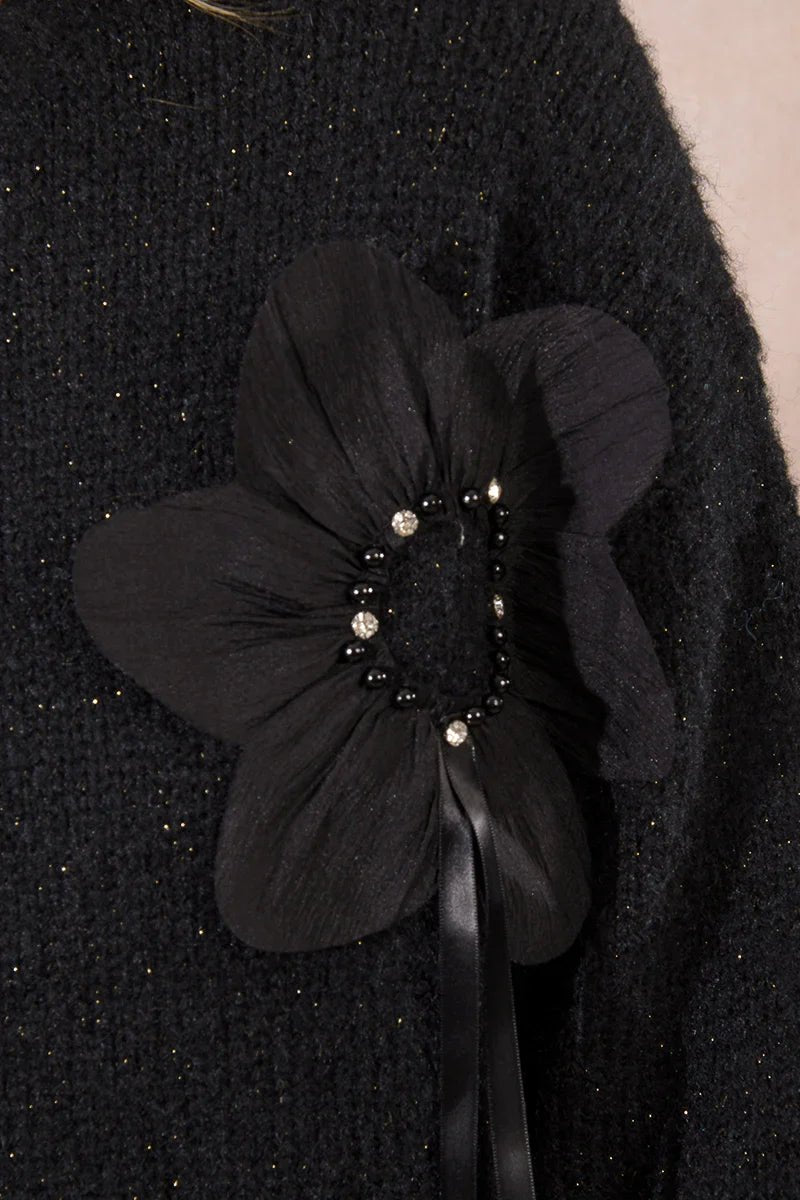 Knitted Sweater Black Long Sleeve - Mainstream Boutique