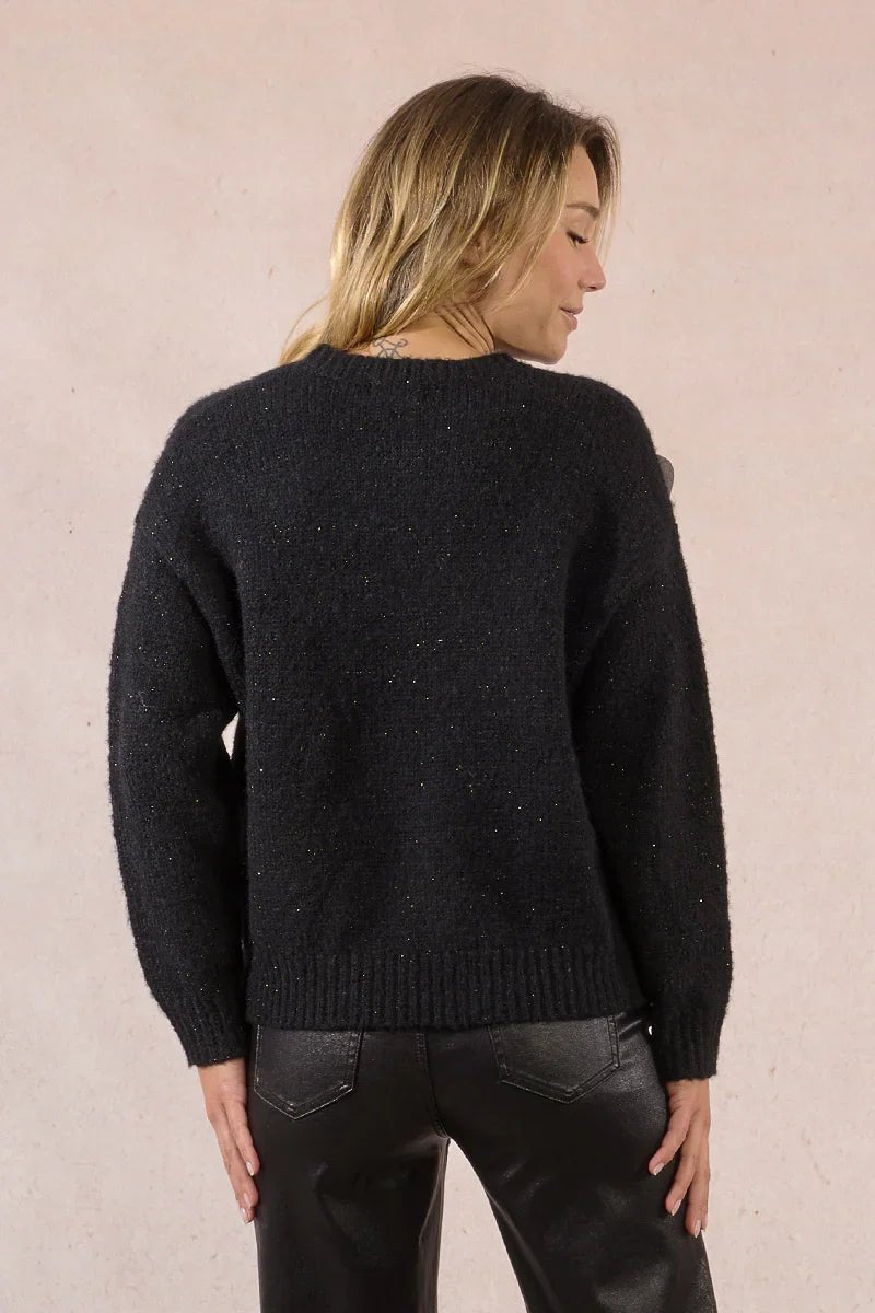 Knitted Sweater Black Long Sleeve - Mainstream Boutique
