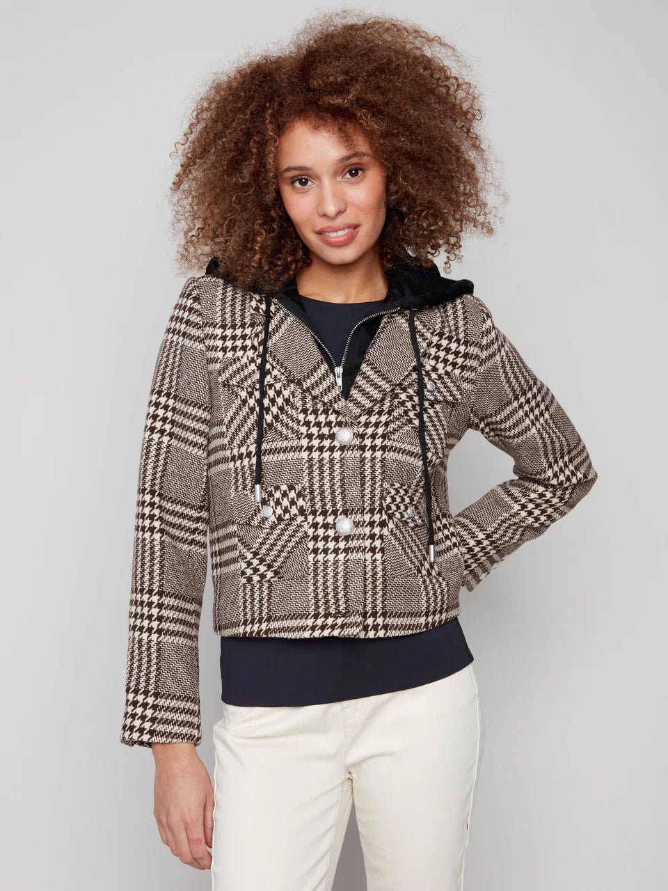 Charlie B Glenn Plaid Hooded Jacket - Mainstream Boutique