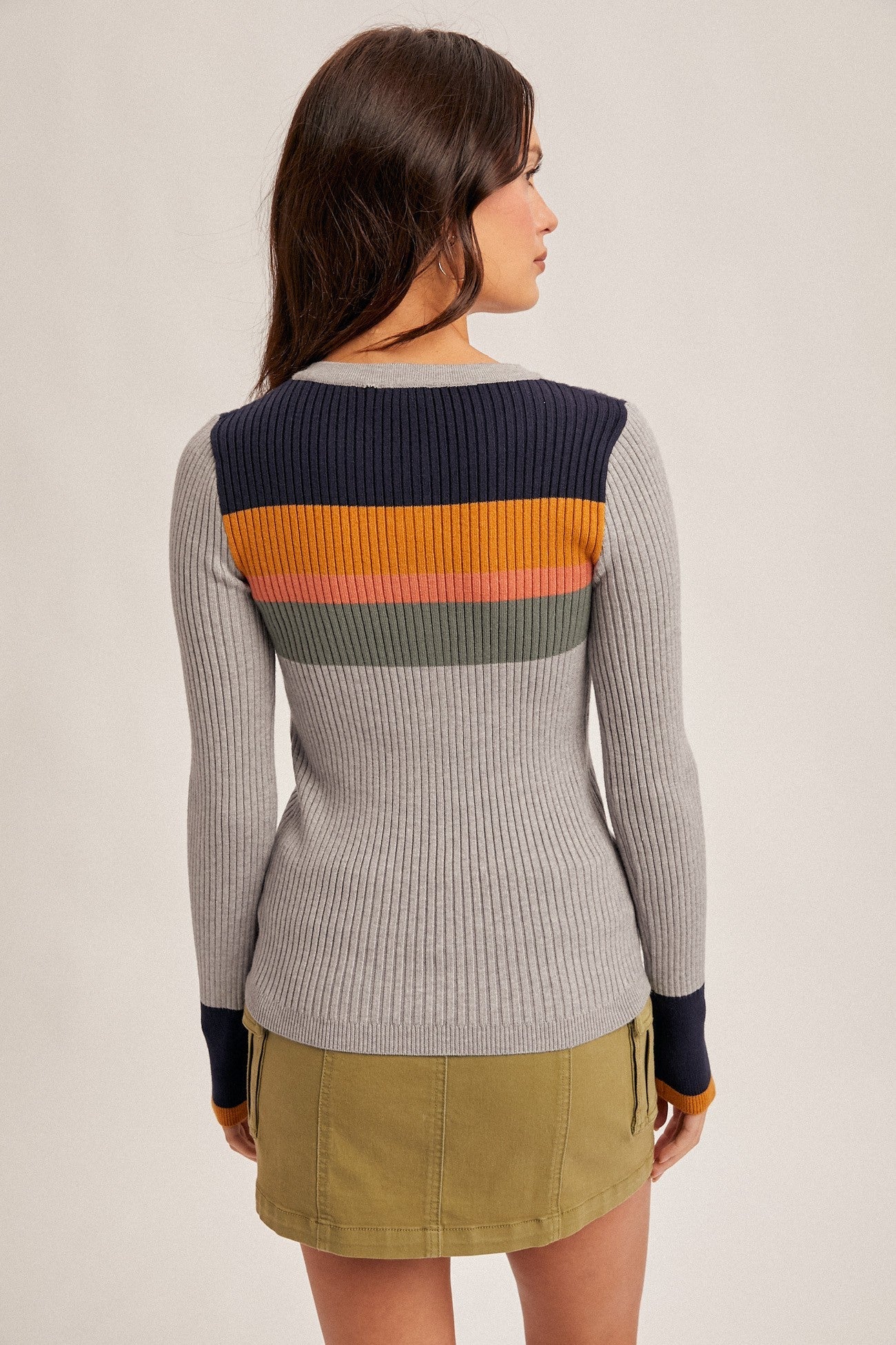Ribbed Henley Sweater Top - Mainstream Boutique