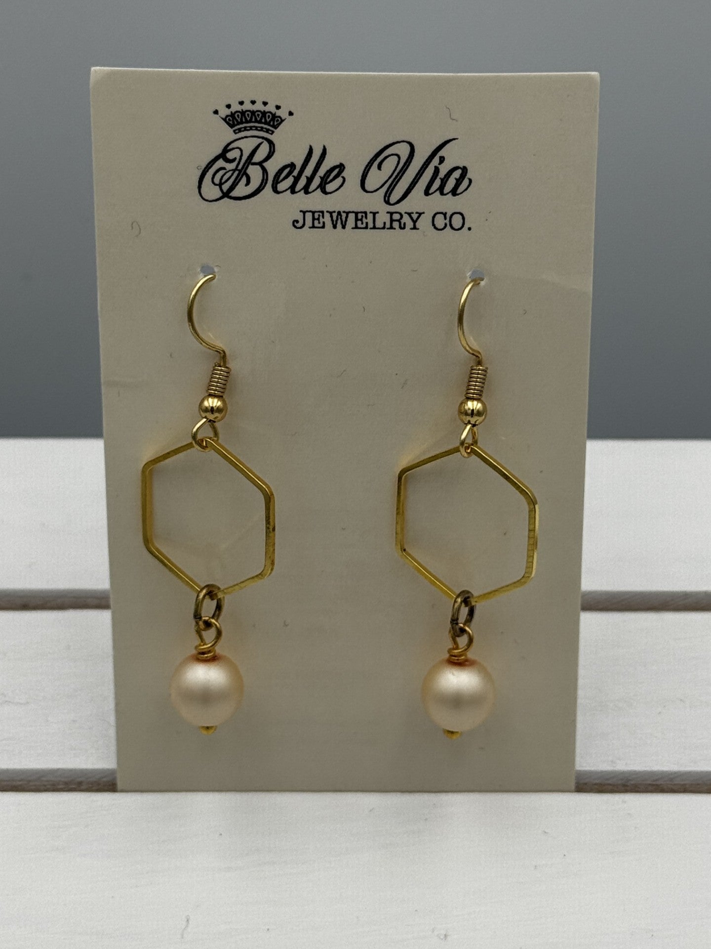 Mixed Metal Hexagon Earrings On French Wire - Mainstream Boutique