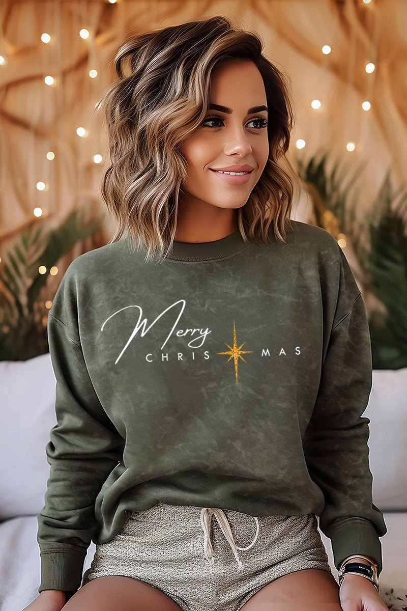 Merry Christmas Mineral Graphic Sweatshirt - Mainstream Boutique