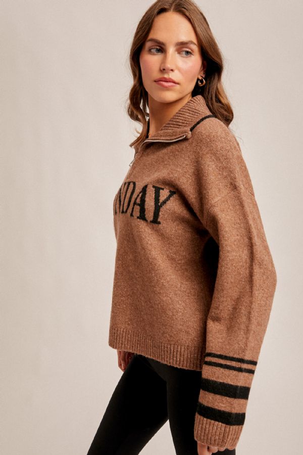 Half Zip "Sunday" Sweater - Mainstream Boutique