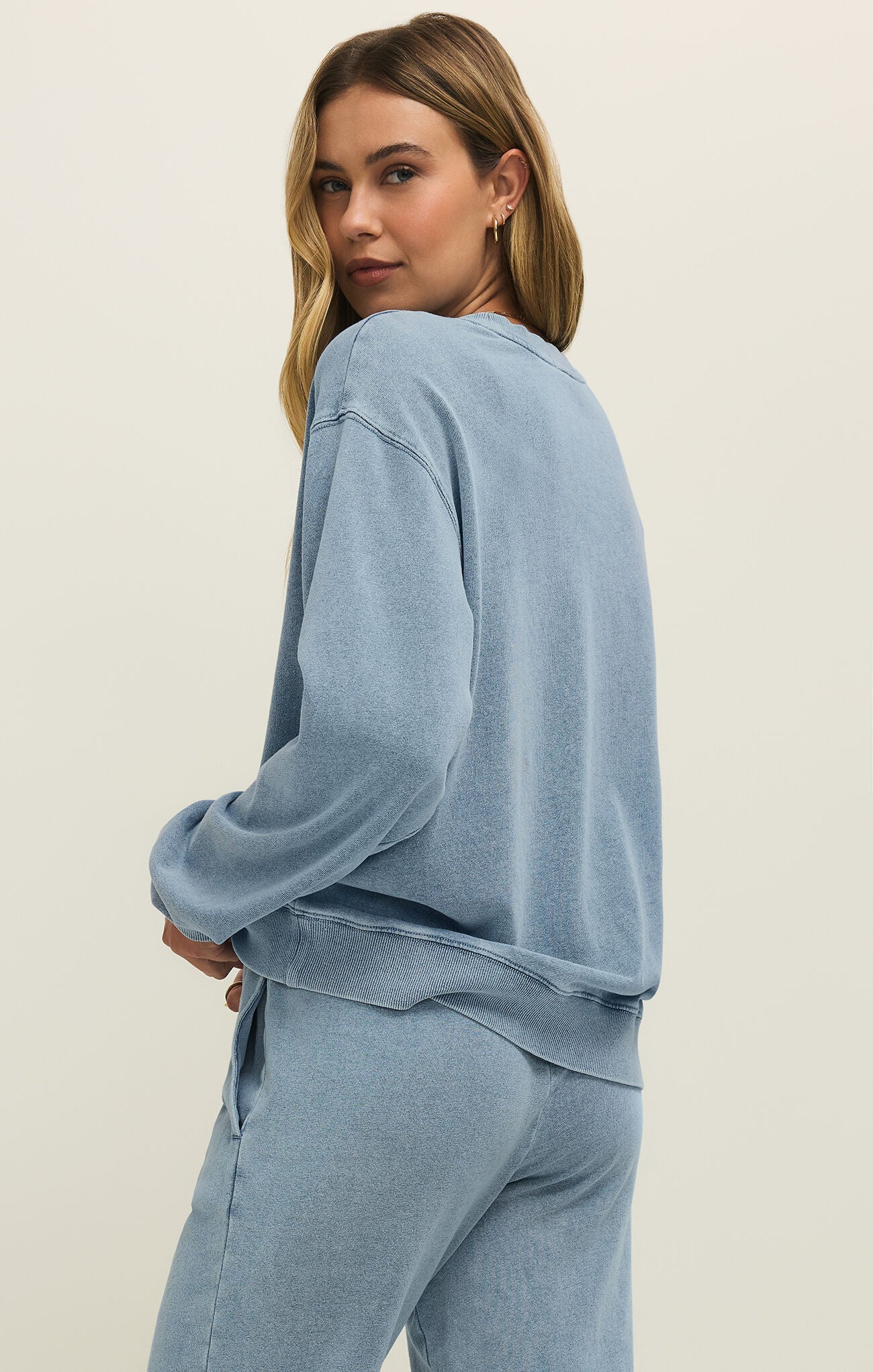 Boyfriend Denim Sweatshirt - Mainstream Boutique
