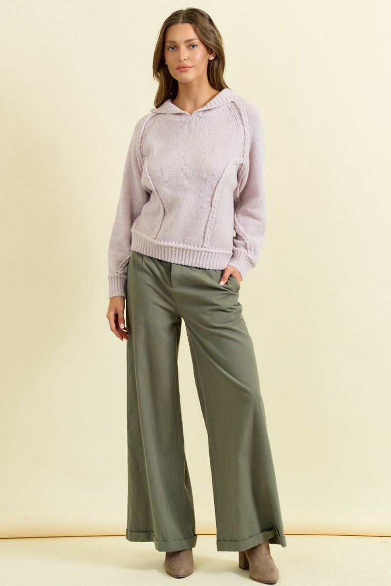Hoodie Braided Detail Sweater - Mainstream Boutique