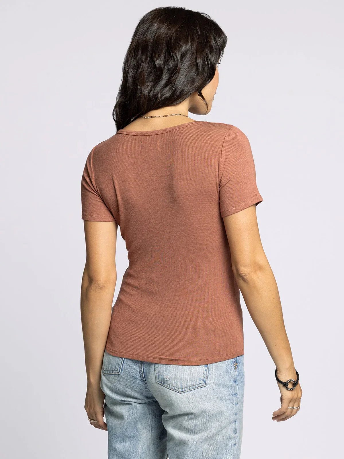 Squared Scoop Neck Fitted Tee - Mainstream Boutique