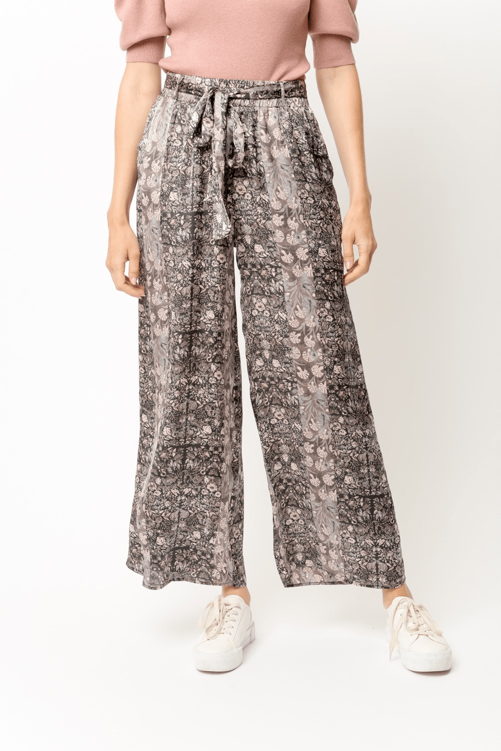 Satin Flowy Pants W/ Smock Waist - Mainstream Boutique