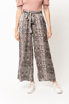 Satin Flowy Pants W/ Smock Waist - Mainstream Boutique