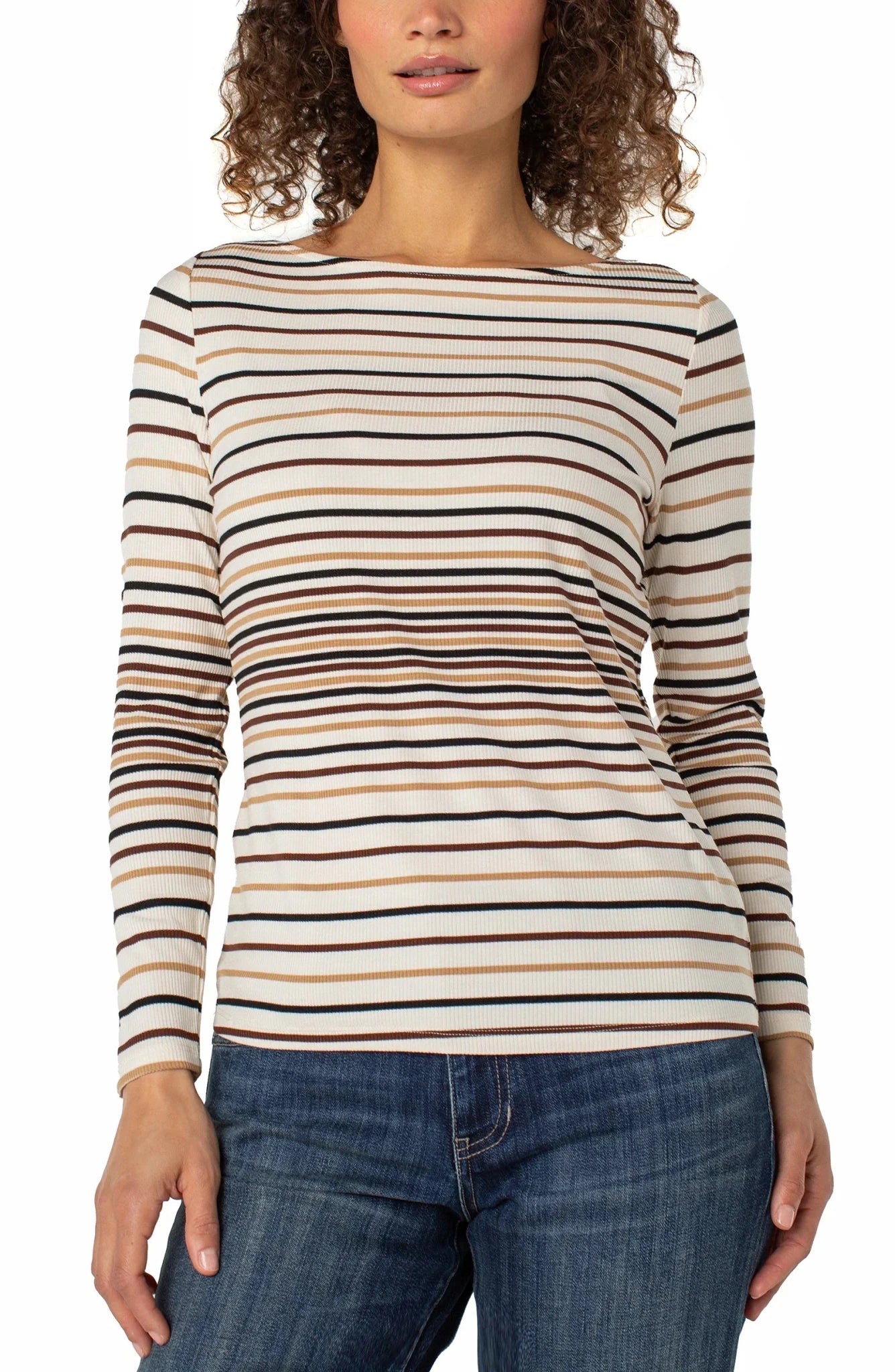 Long Sleeve Boat Neck Knit Top - Mainstream Boutique