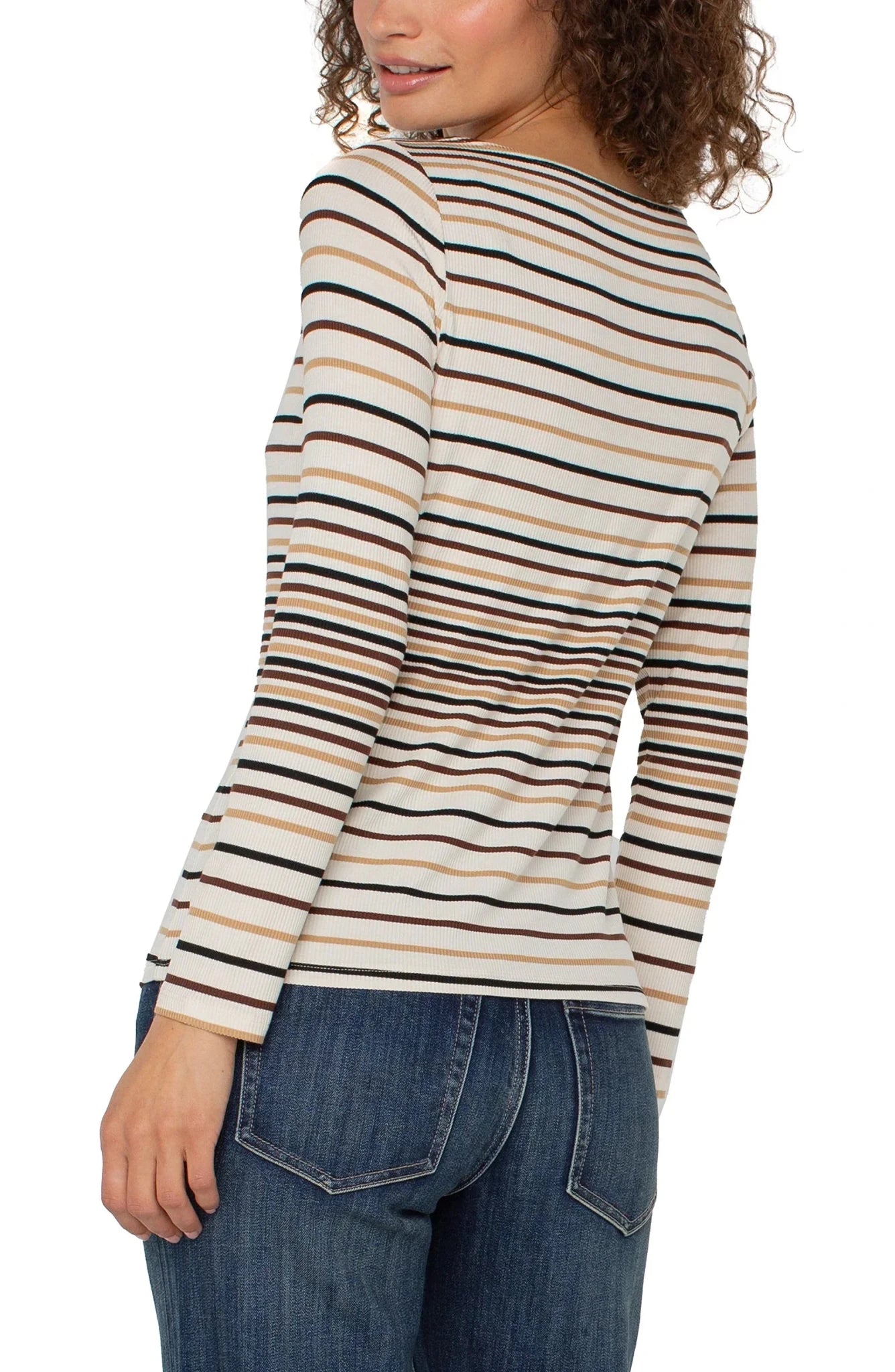 Long Sleeve Boat Neck Knit Top - Mainstream Boutique