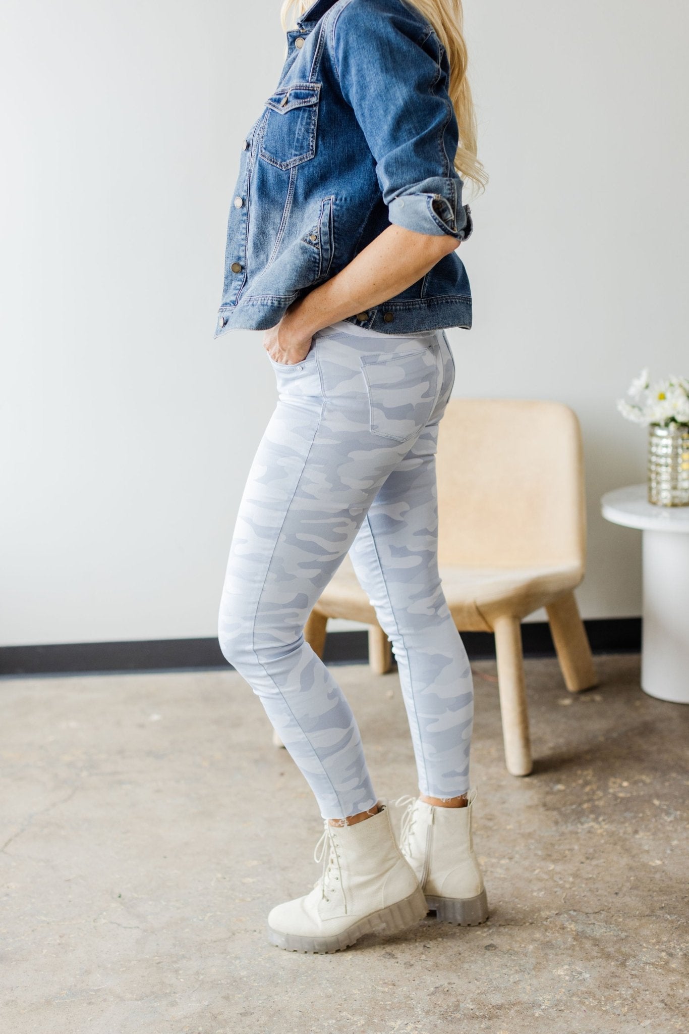 Camo Button Fly High Rise W/ Raw Hem - Mainstream Boutique