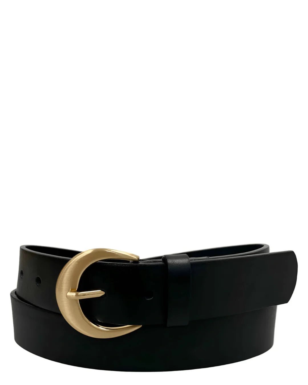 Genuine Leather Black Belt With Gold Buckle - Mainstream Boutique
