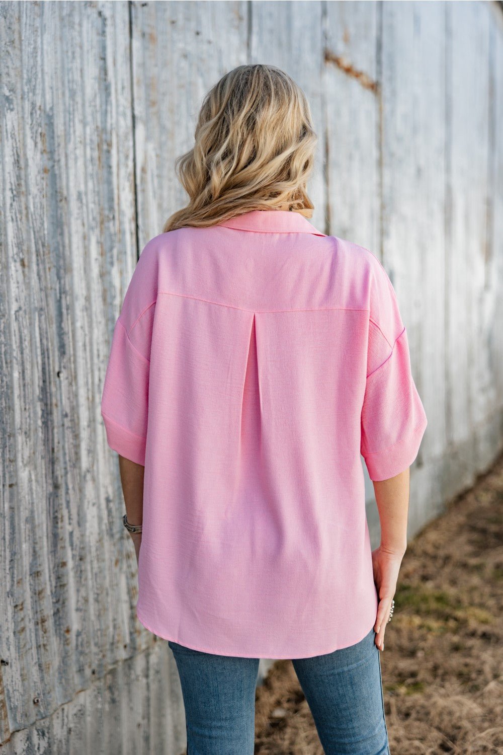 Button Down W/ Pocket Blouse - Mainstream Boutique