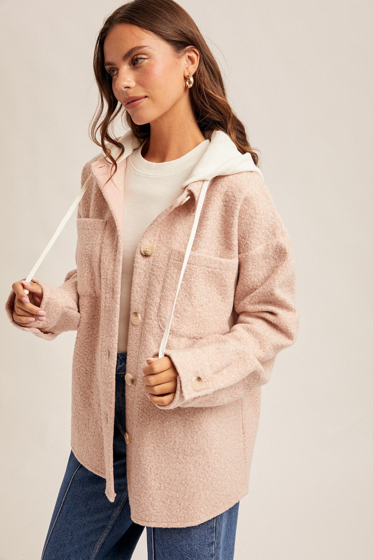 Detachable Hoodie Shacket - Mainstream Boutique