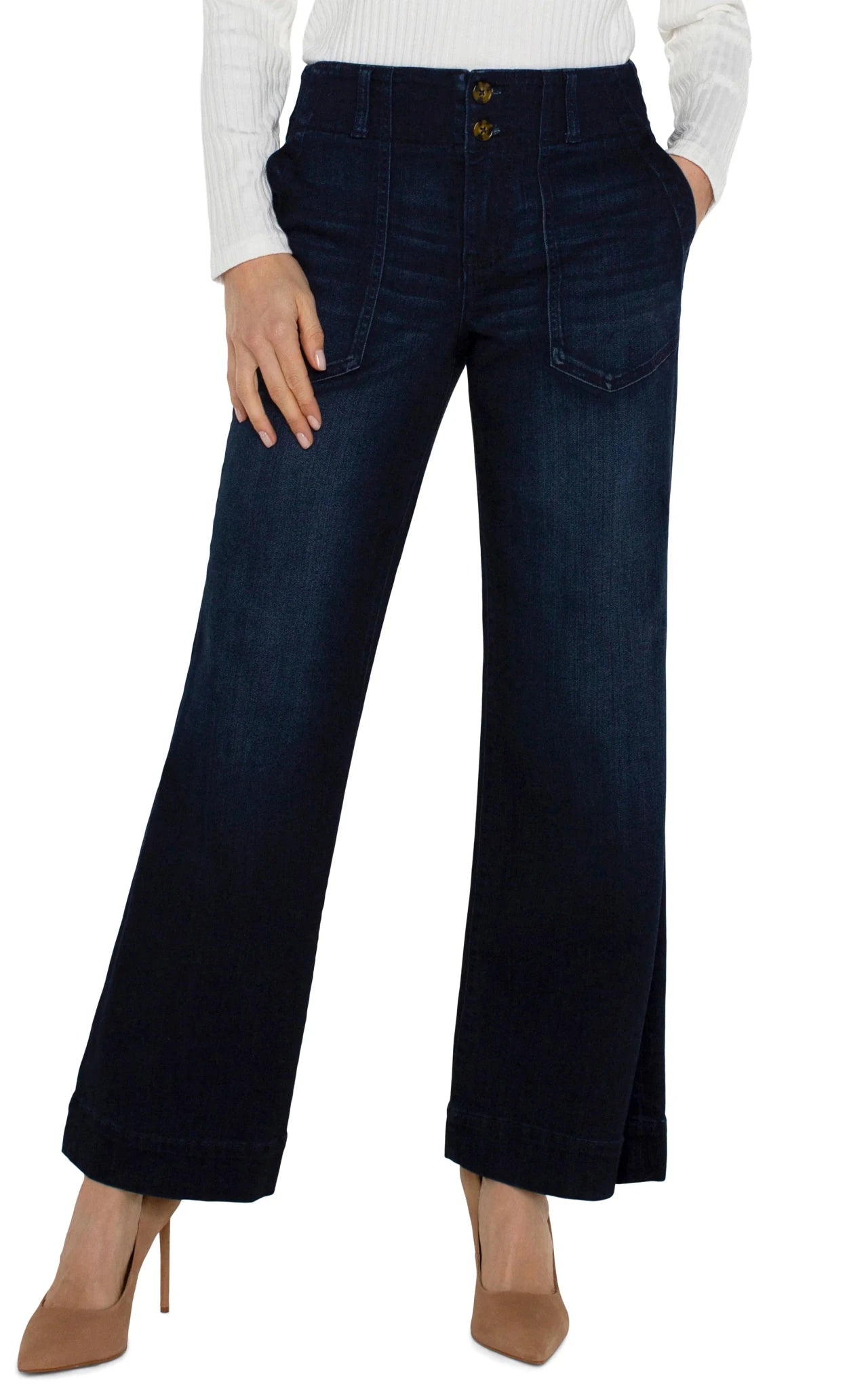 Liverpool Patch Pocket Wide Leg Jean - Mainstream Boutique