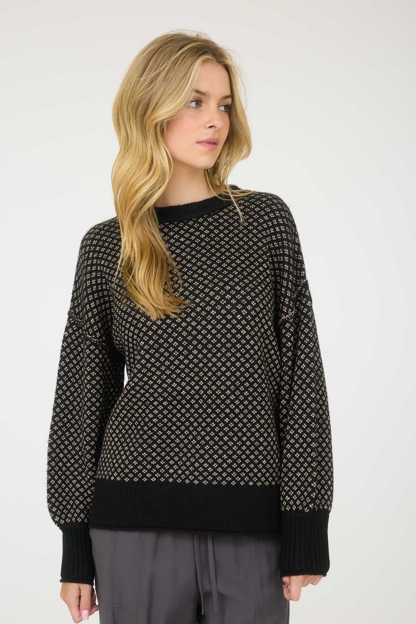 Mini Jacquard Crew Neck Sweater - Mainstream Boutique