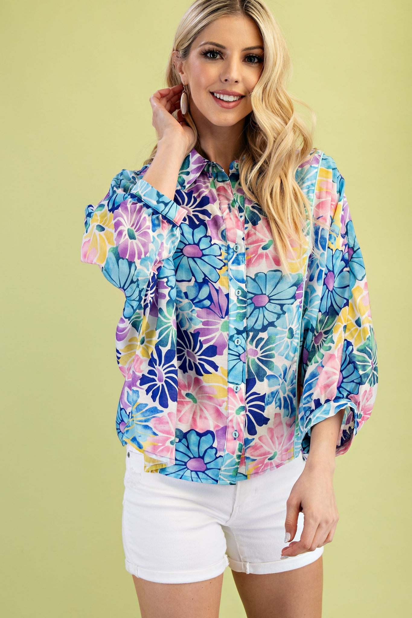 Floral Print Button Down Top - Mainstream Boutique