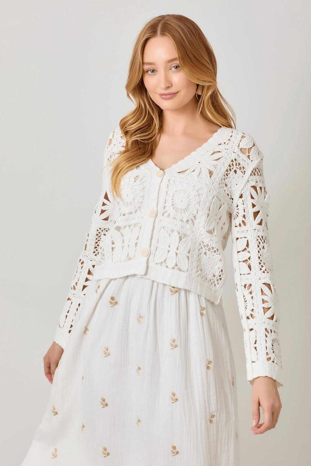 Crochet Button Up Cardigan - Mainstream Boutique