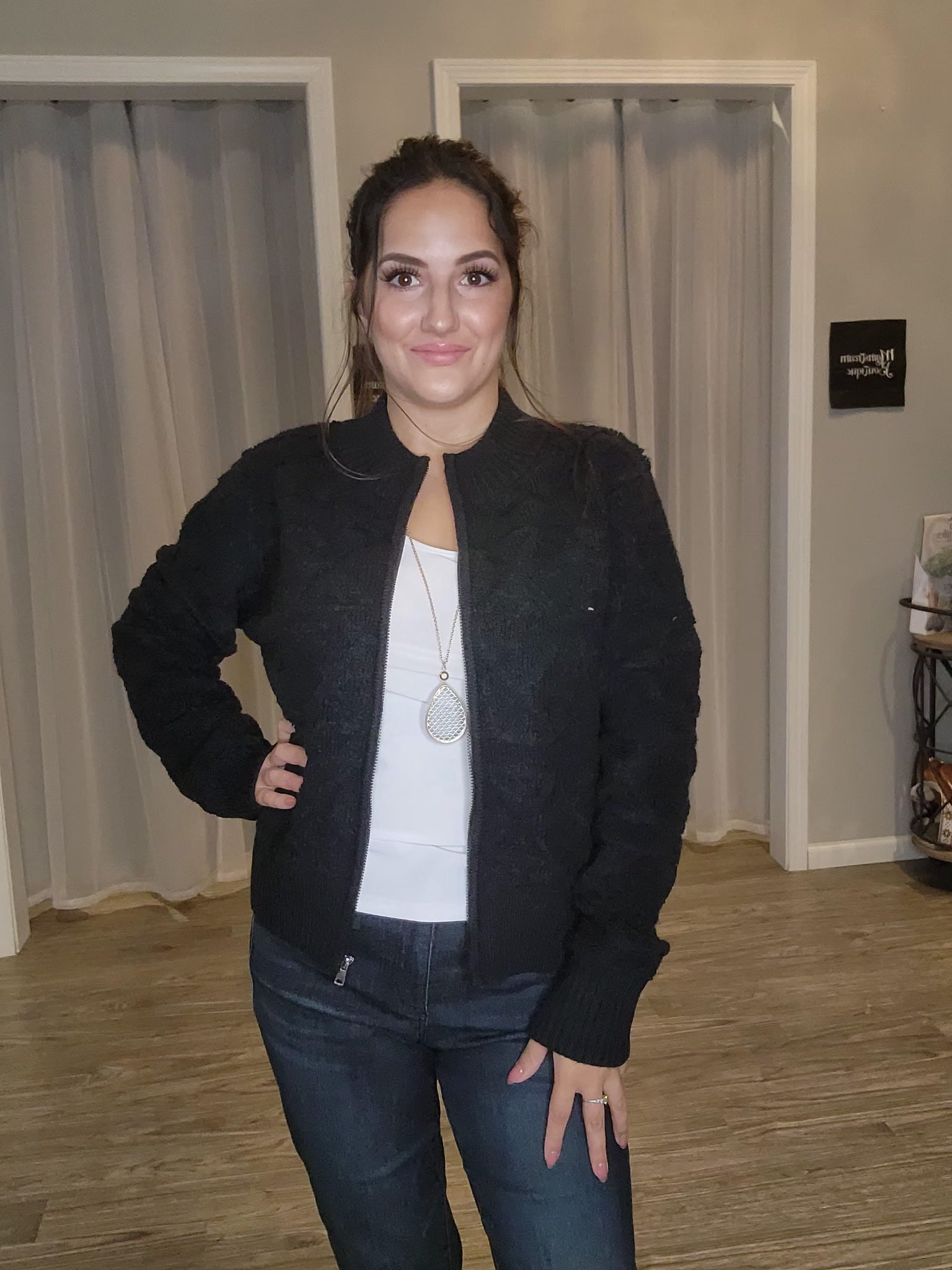 Ribbed Zip Jacket - Mainstream Boutique