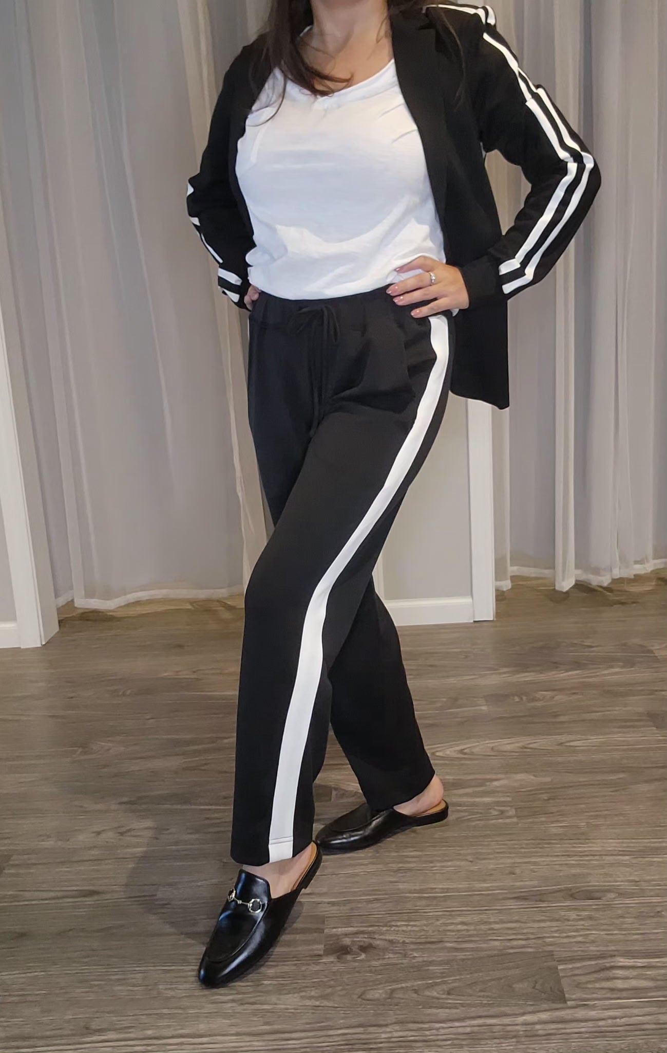 Slim Leg Knit Contrast Pant In Scuba - Mainstream Boutique