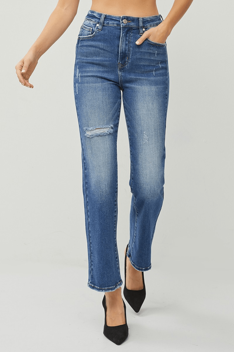 High Rise Straight Ankle Jeans - Mainstream Boutique