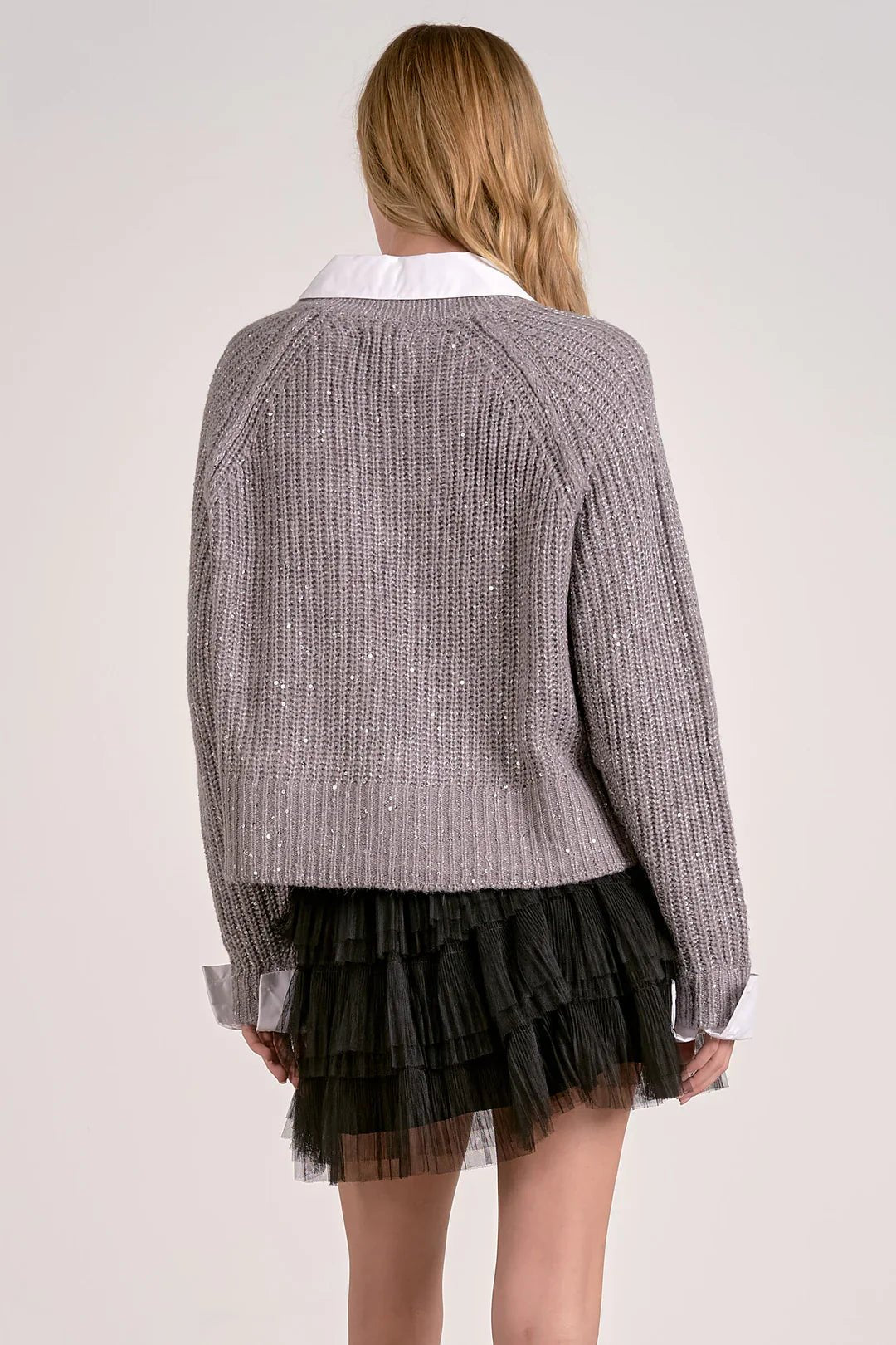 Sweater W/ Collar - Mainstream Boutique