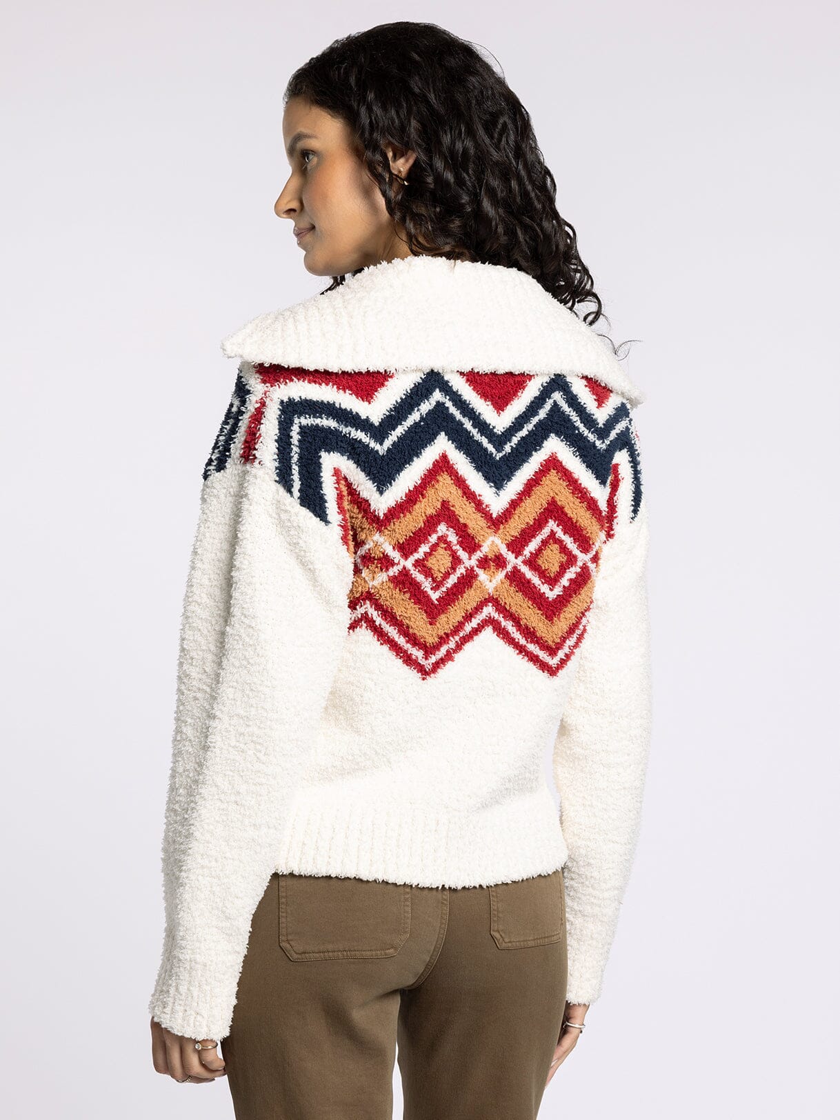 Collared Sweater Jacket With Zip Front - Mainstream Boutique