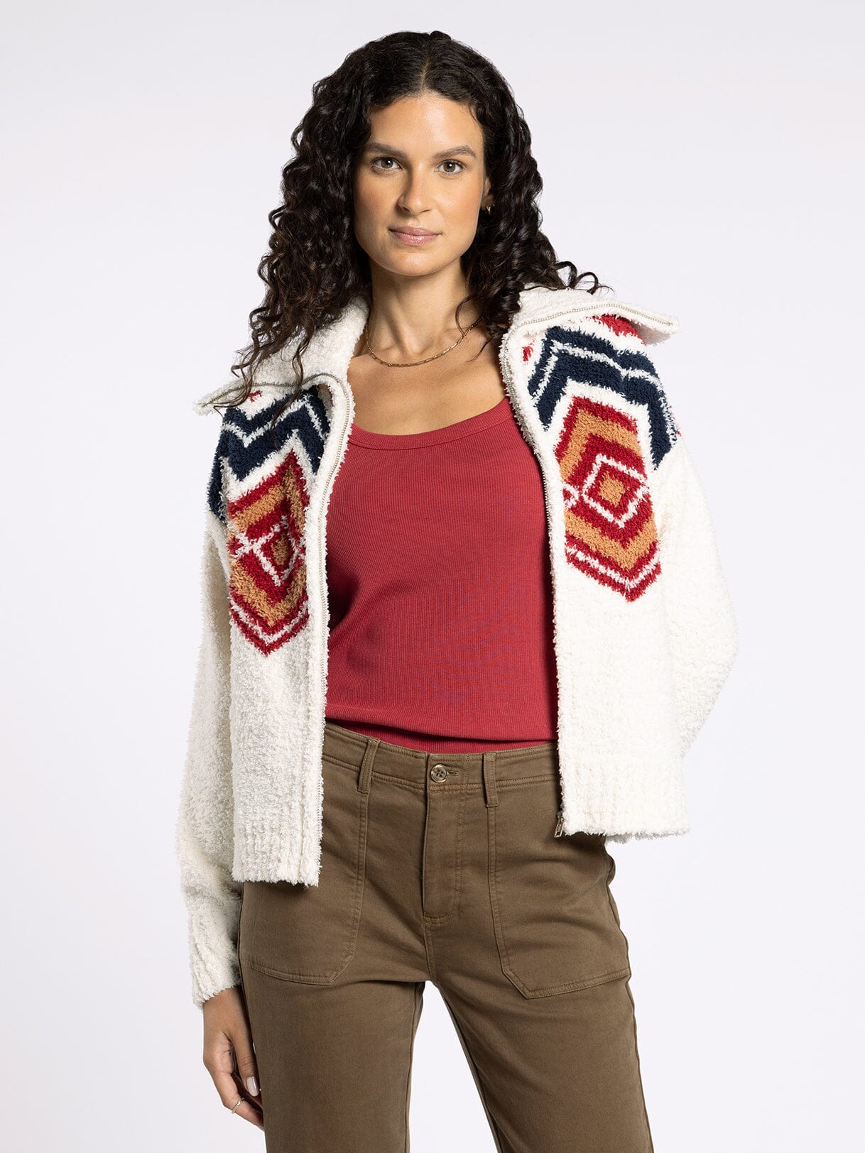 Collared Sweater Jacket With Zip Front - Mainstream Boutique