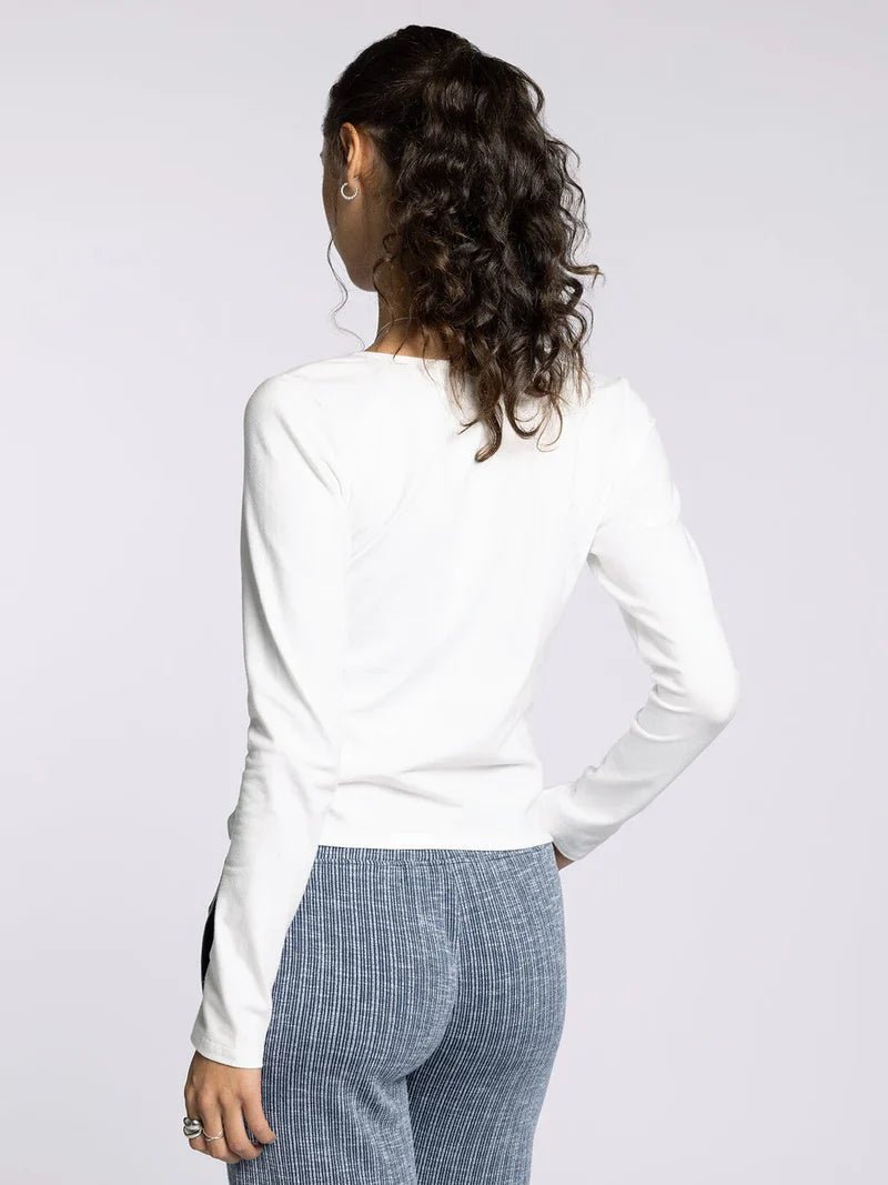 Long Sleeve Wrap Front Fitted Top - Mainstream Boutique