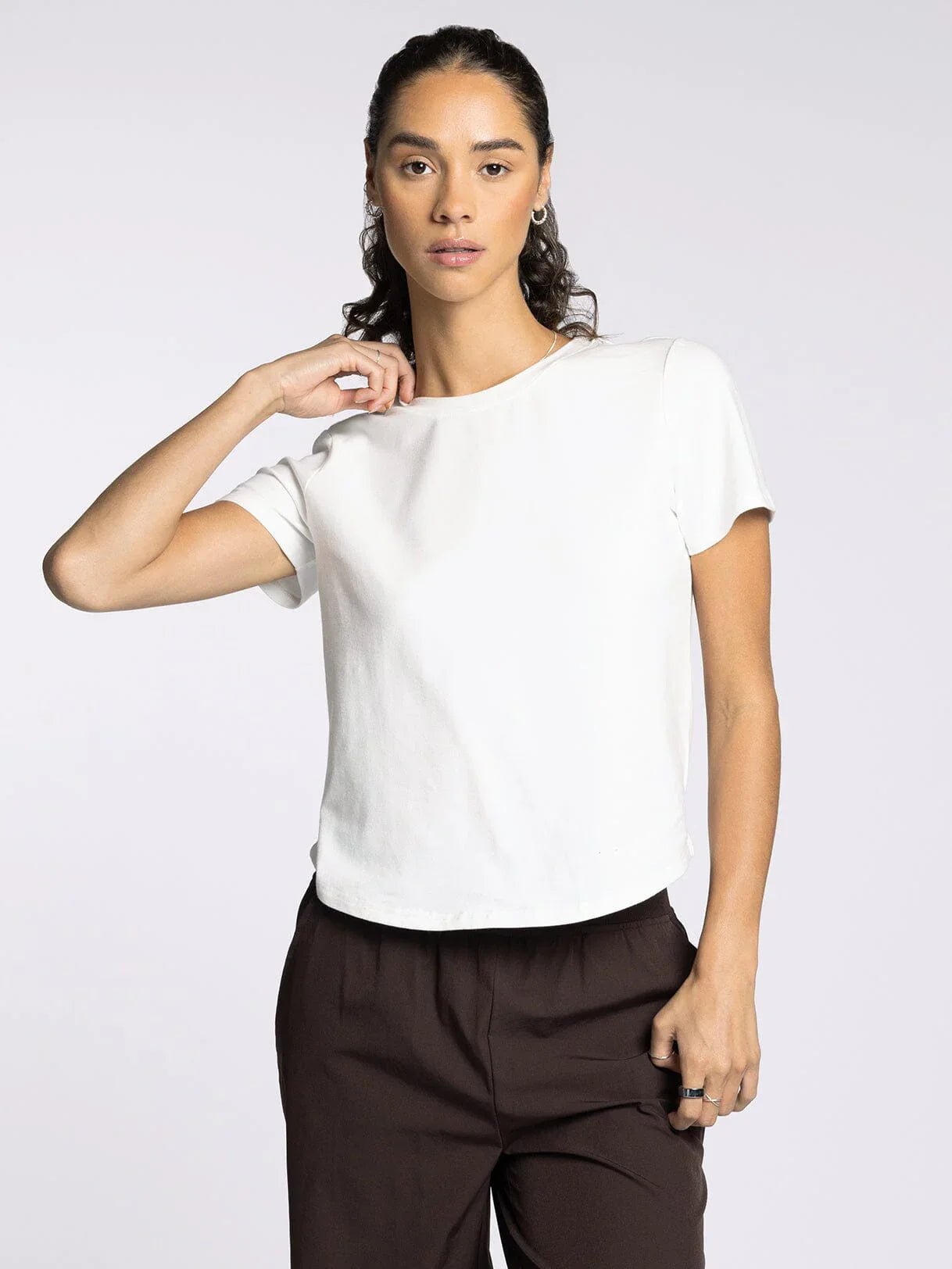 Round Neck Shirttail Hem Tee - Mainstream Boutique