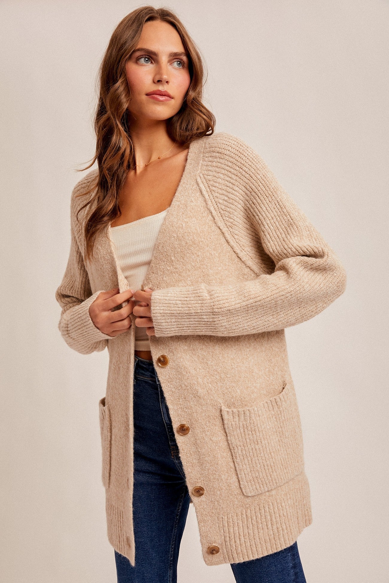 Raglan Sleeve Button Down Sweater Cardigan - Mainstream Boutique