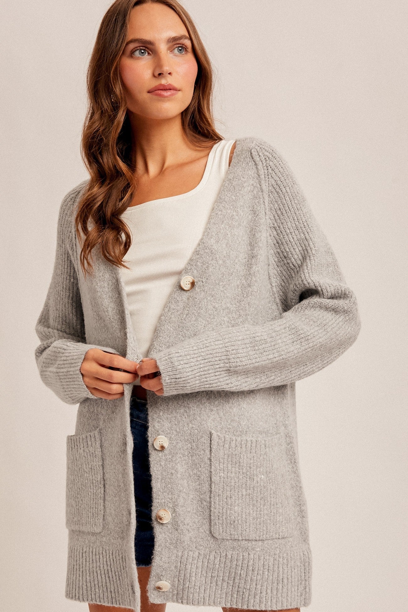 Raglan Sleeve Button Down Sweater Cardigan - Mainstream Boutique