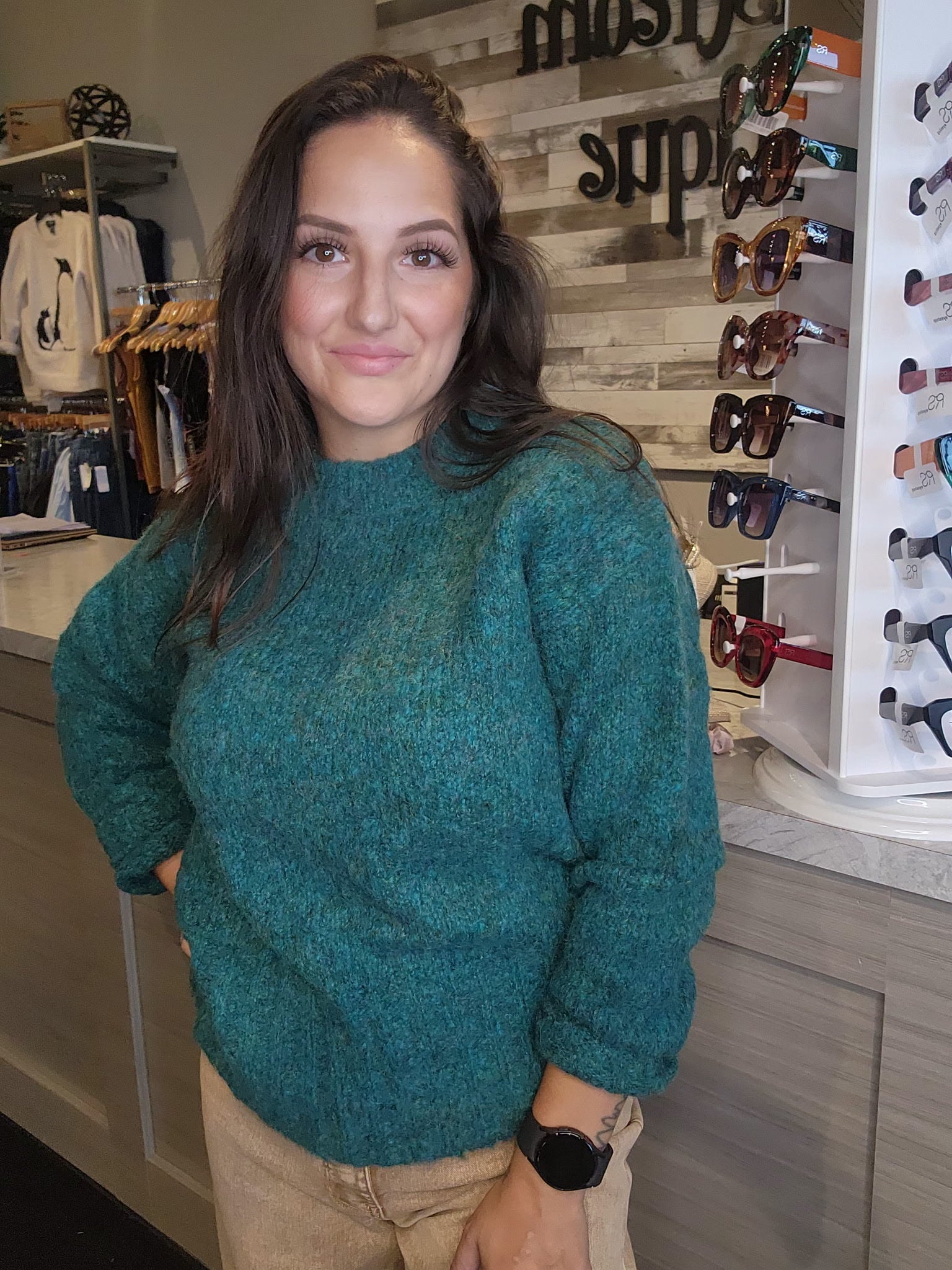 Marl Knit Sweater W/ Rib Trim - Mainstream Boutique