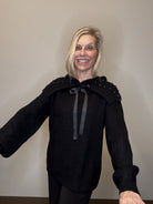 Off Shoulder Stud Detail Balloon Sleeve Sweater - Mainstream Boutique