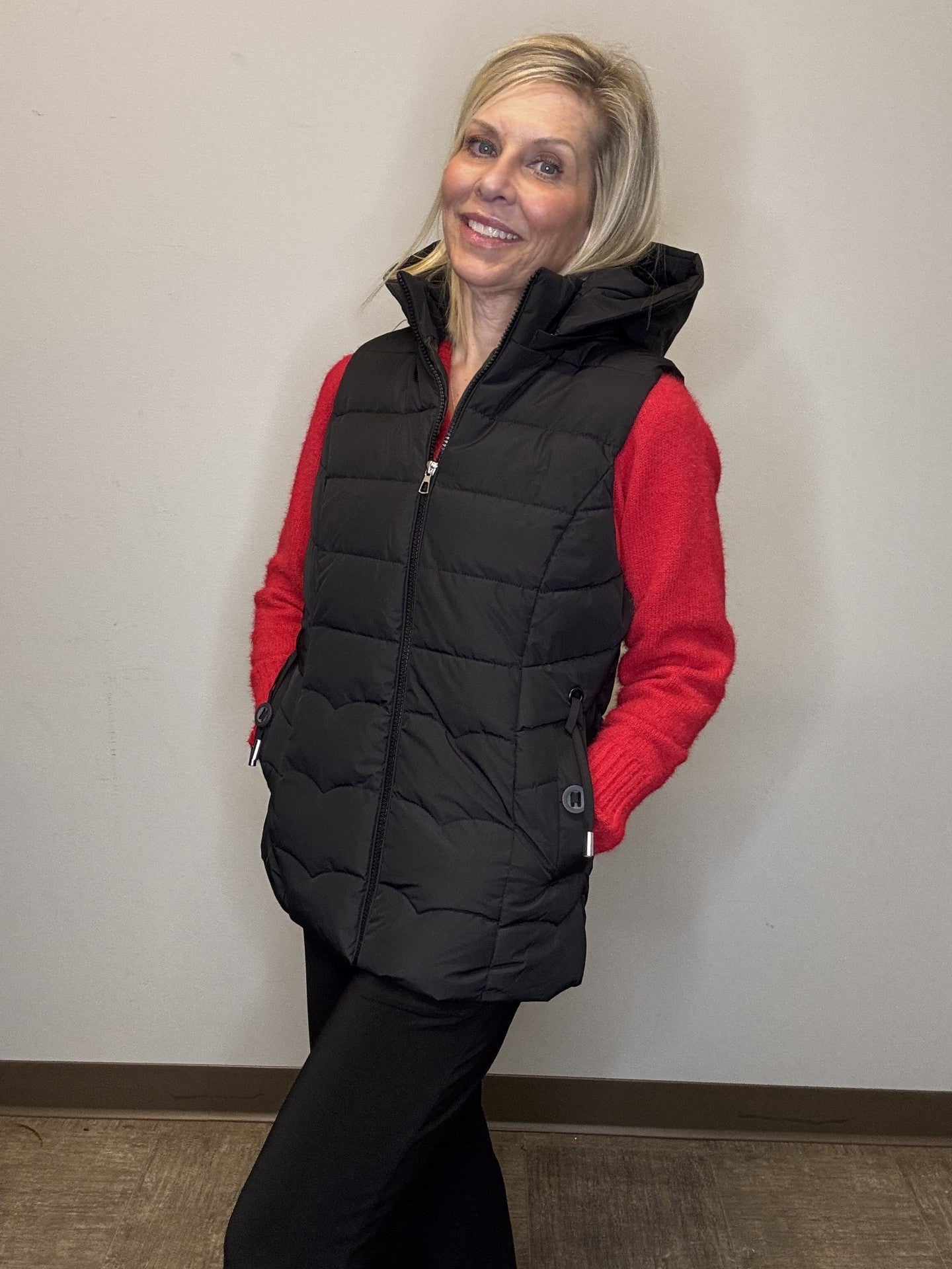 Short Hoodie Puffer Vest Detachable Hood - Mainstream Boutique