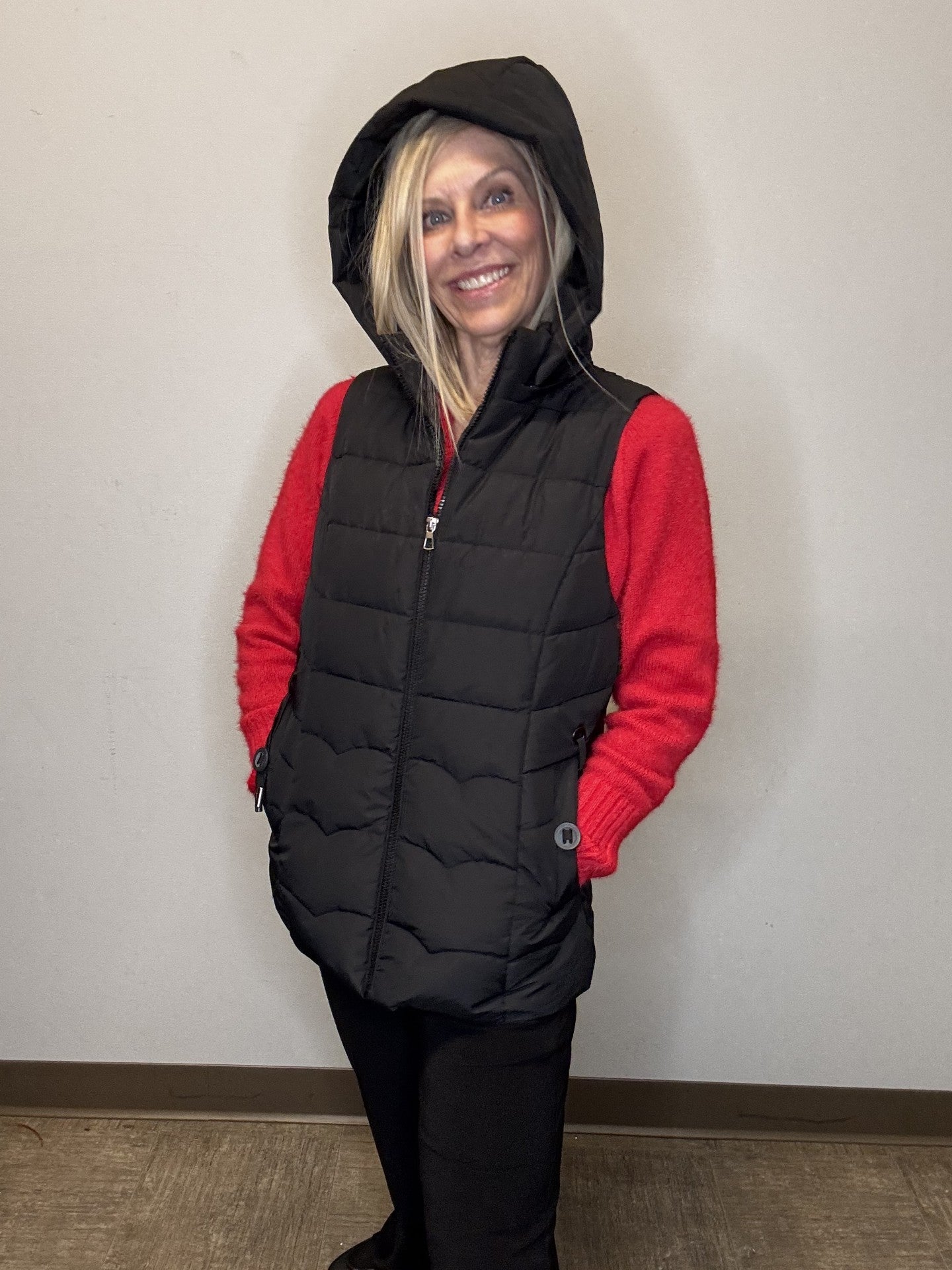 Short Hoodie Puffer Vest Detachable Hood - Mainstream Boutique