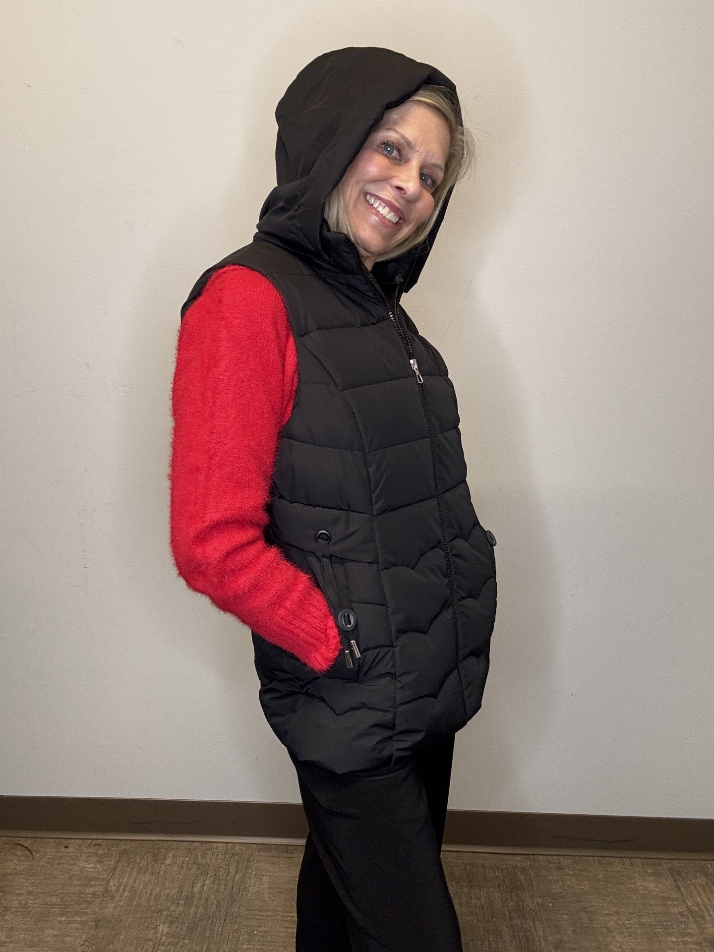 Short Hoodie Puffer Vest Detachable Hood - Mainstream Boutique