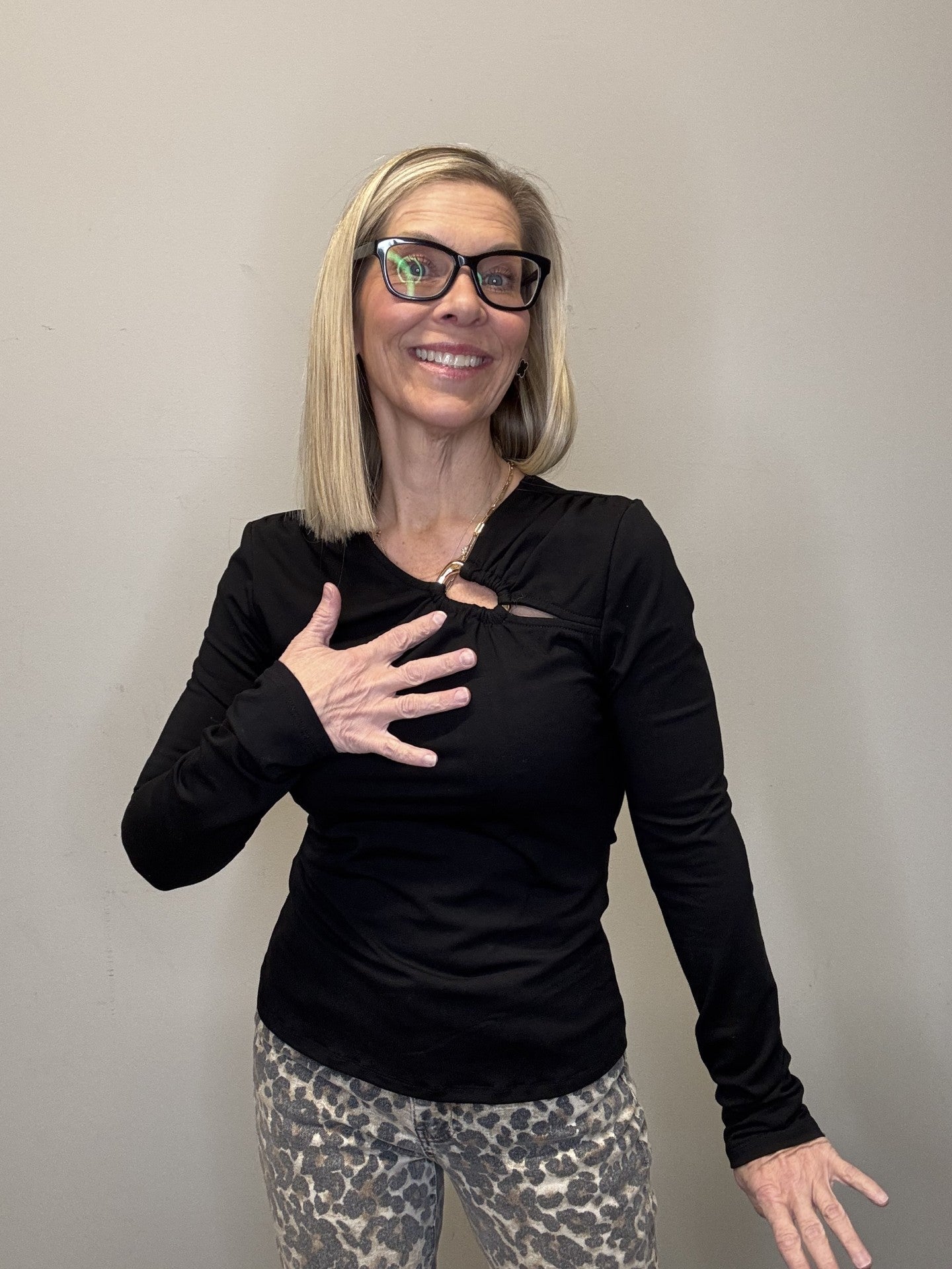 Ring Detail Long Sleeve Top - Mainstream Boutique