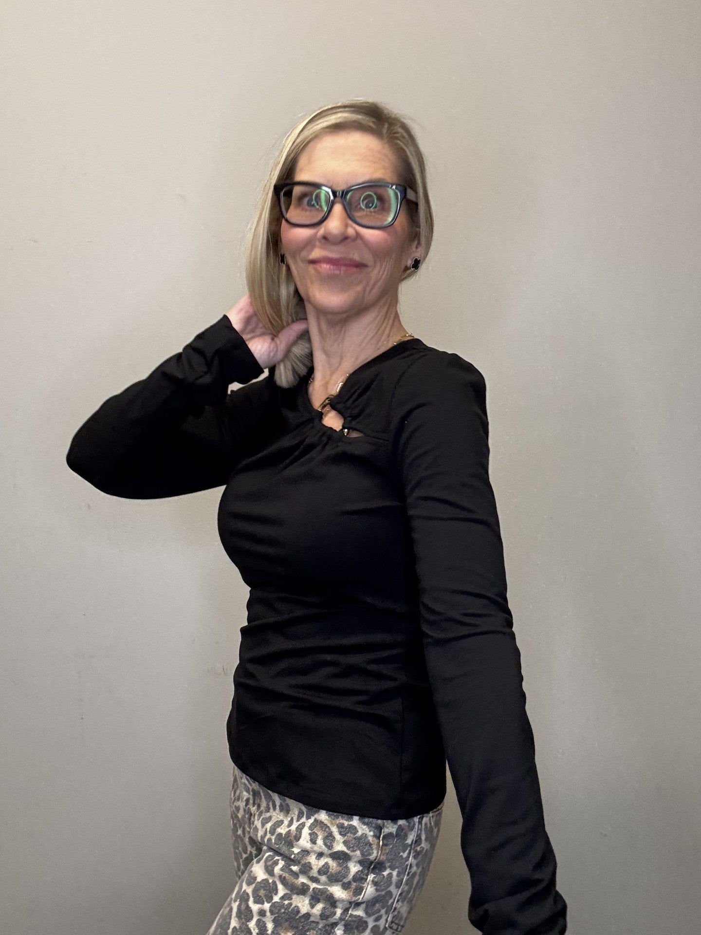 Ring Detail Long Sleeve Top - Mainstream Boutique