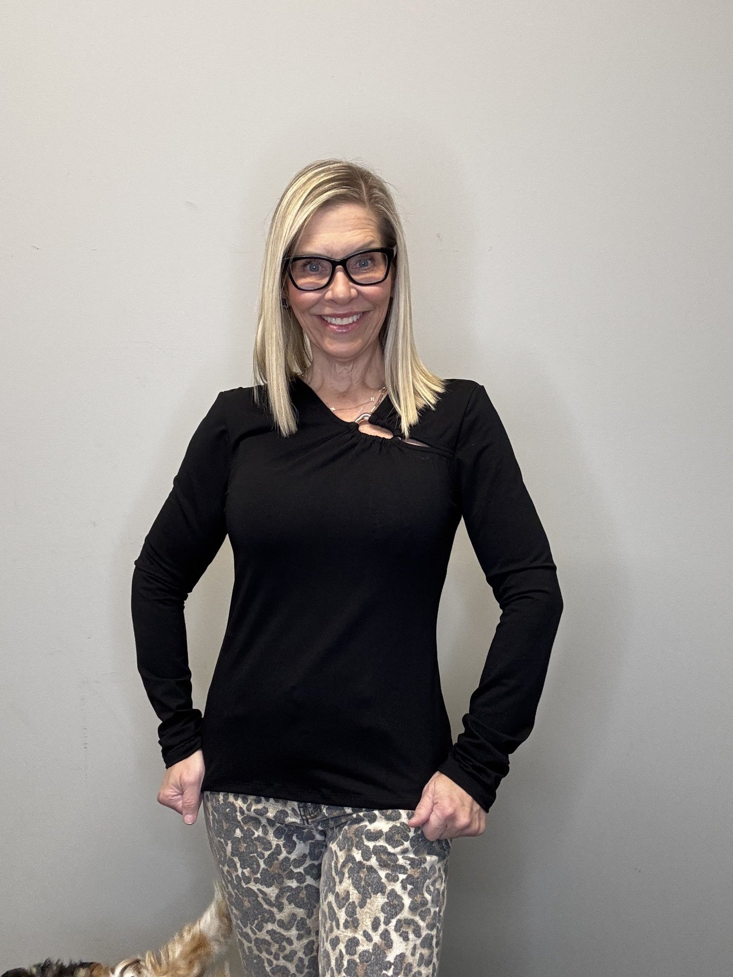 Ring Detail Long Sleeve Top - Mainstream Boutique