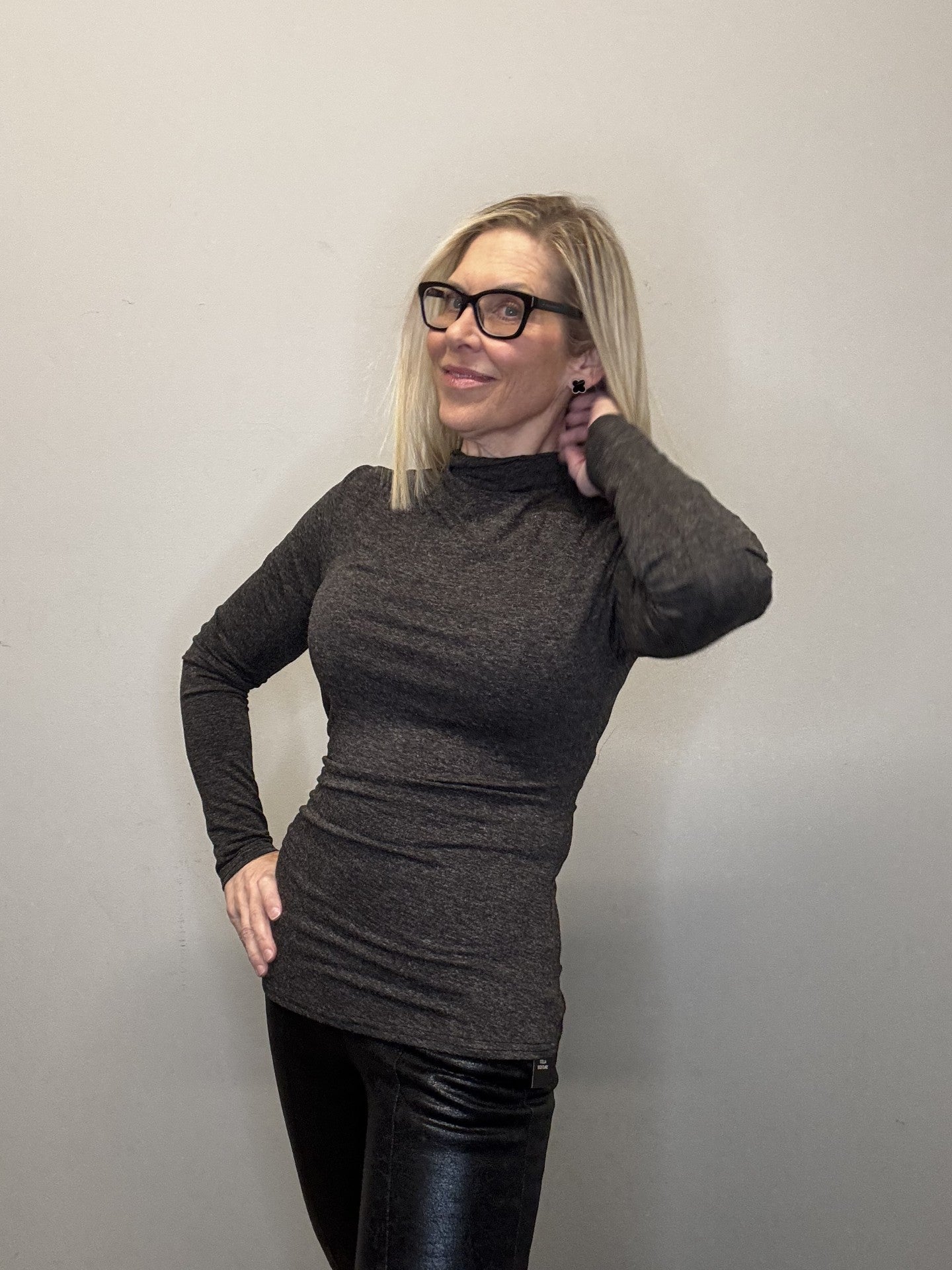 Mock Neck Side Ruched Top - Mainstream Boutique