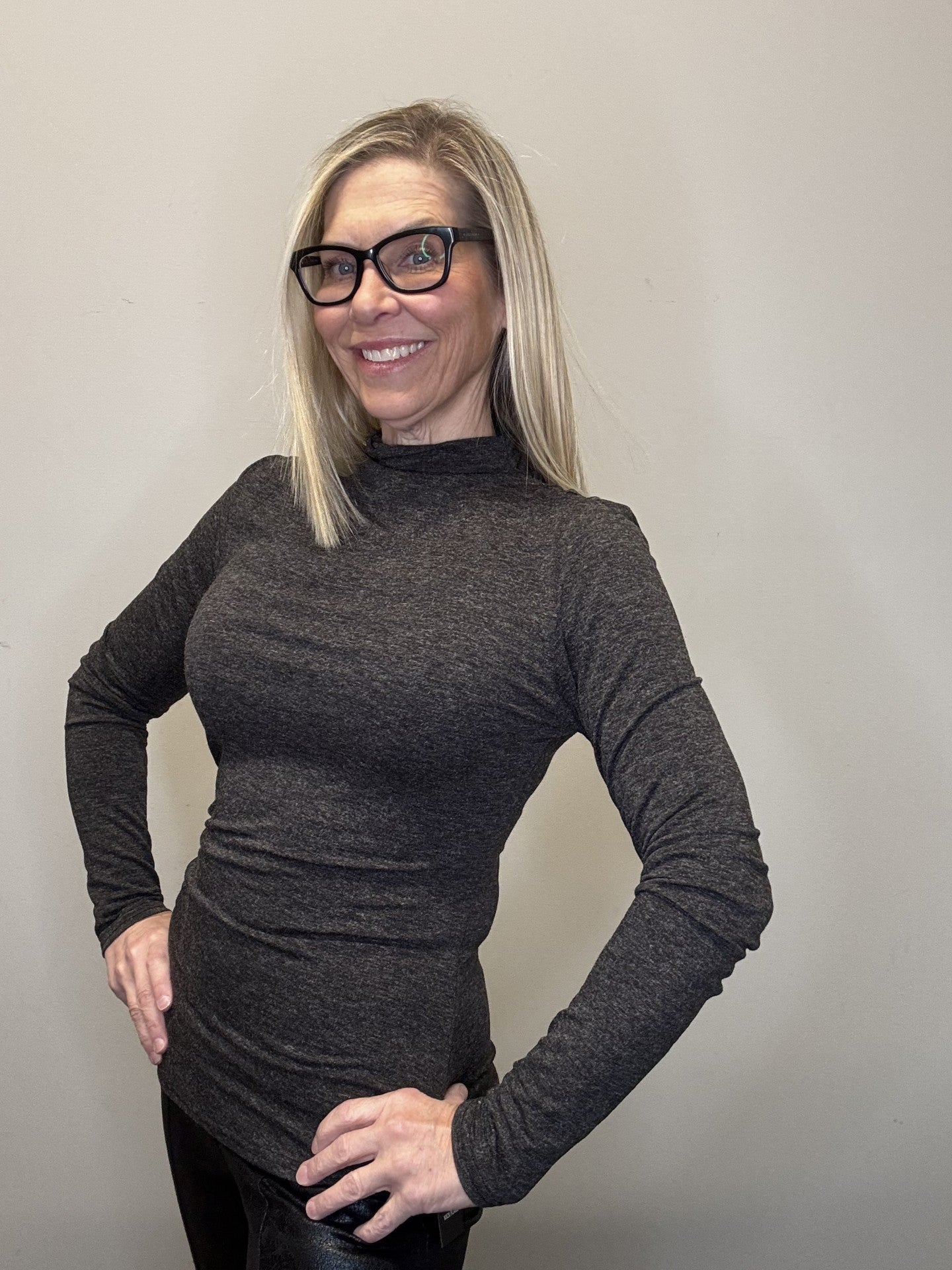 Mock Neck Side Ruched Top - Mainstream Boutique