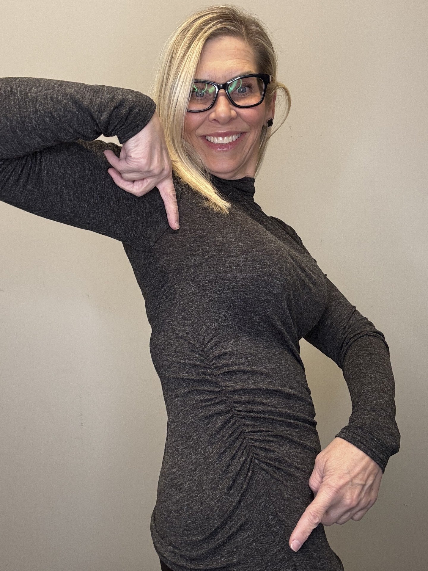 Mock Neck Side Ruched Top - Mainstream Boutique
