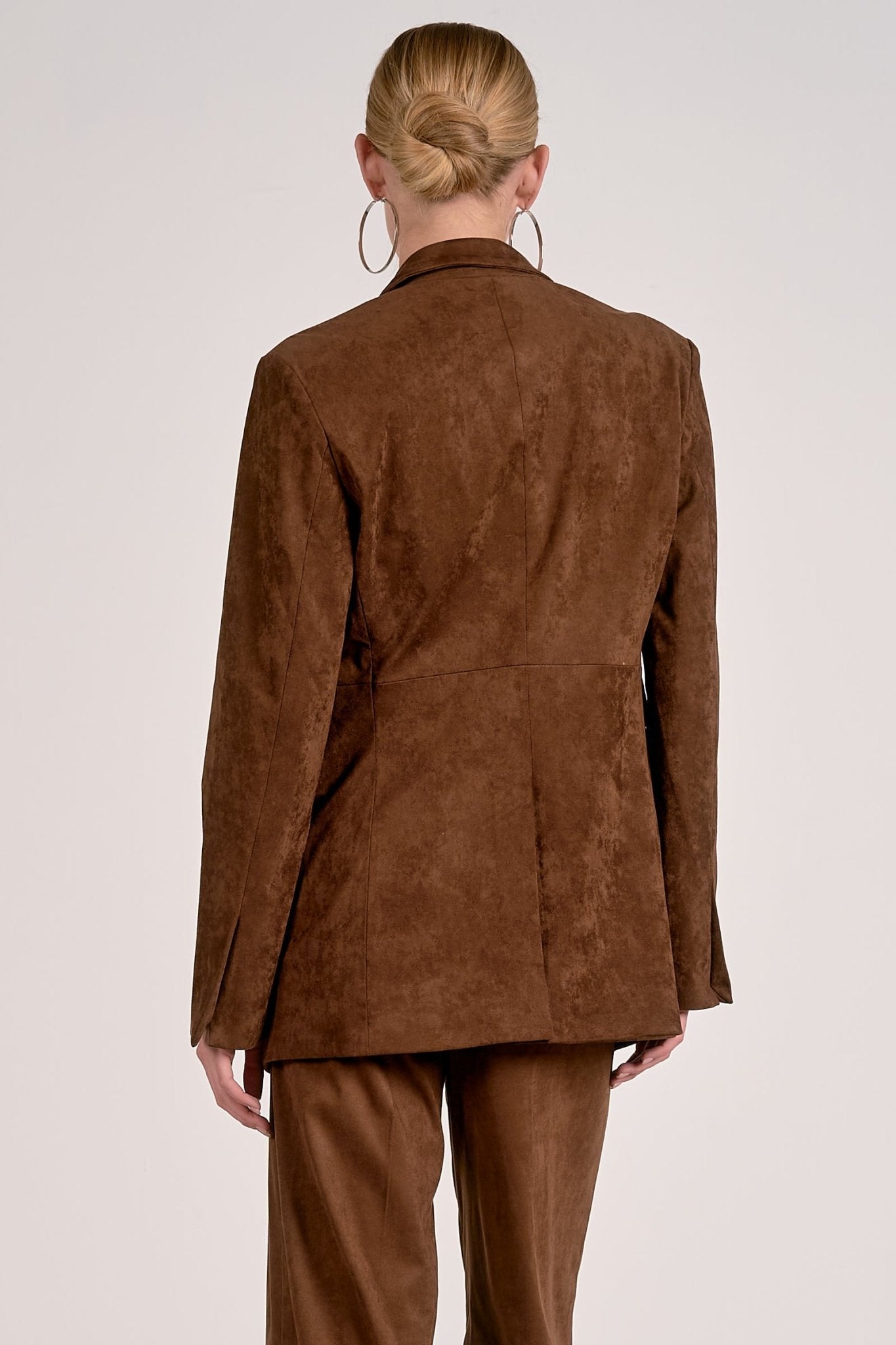 Suede Double Breasted Single Button Blazer - Mainstream Boutique
