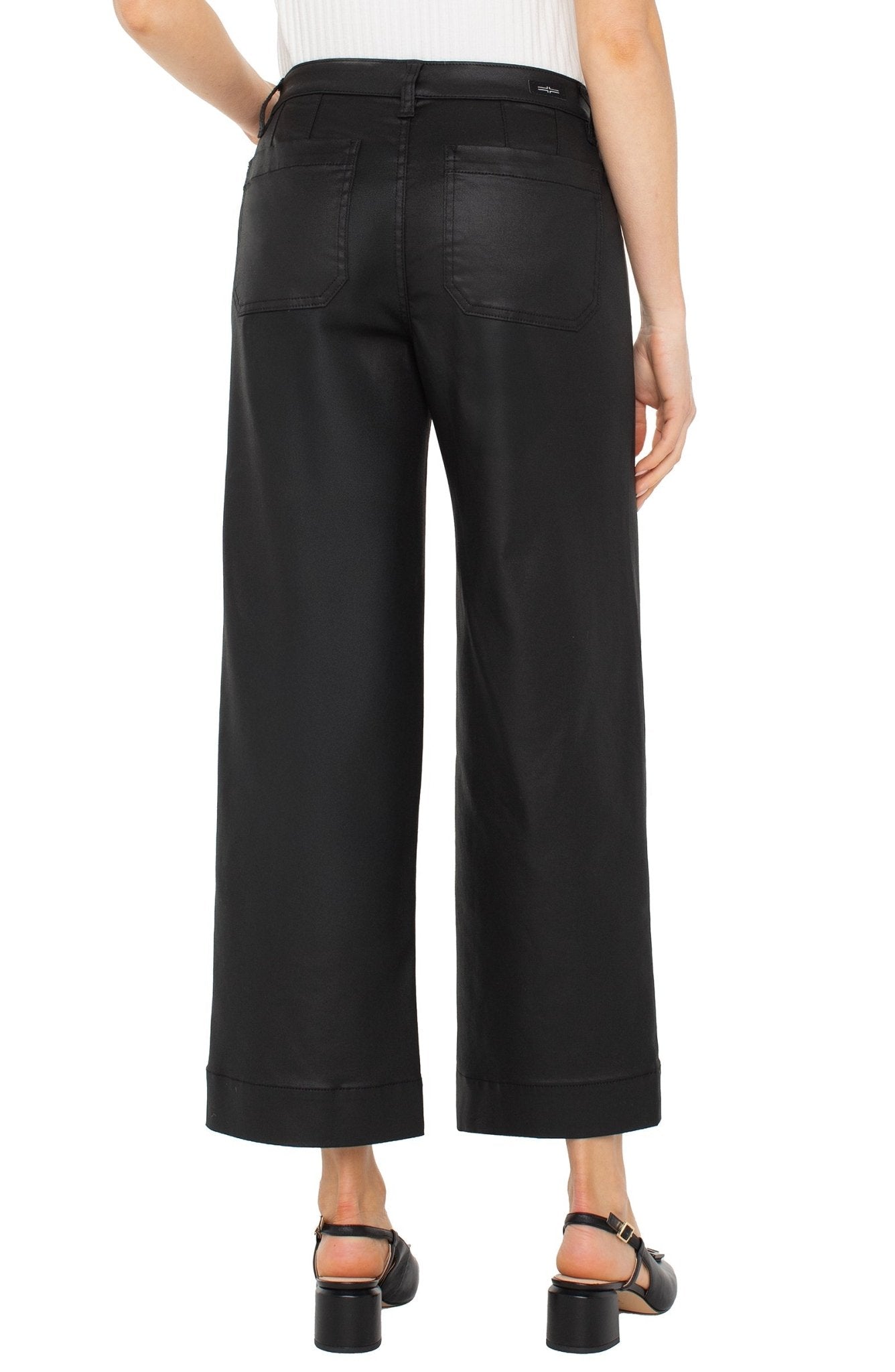 Liverpool Coated Mid Rise Crop Wide Leg With Front Patch Pockets 27" Ins - Mainstream Boutique