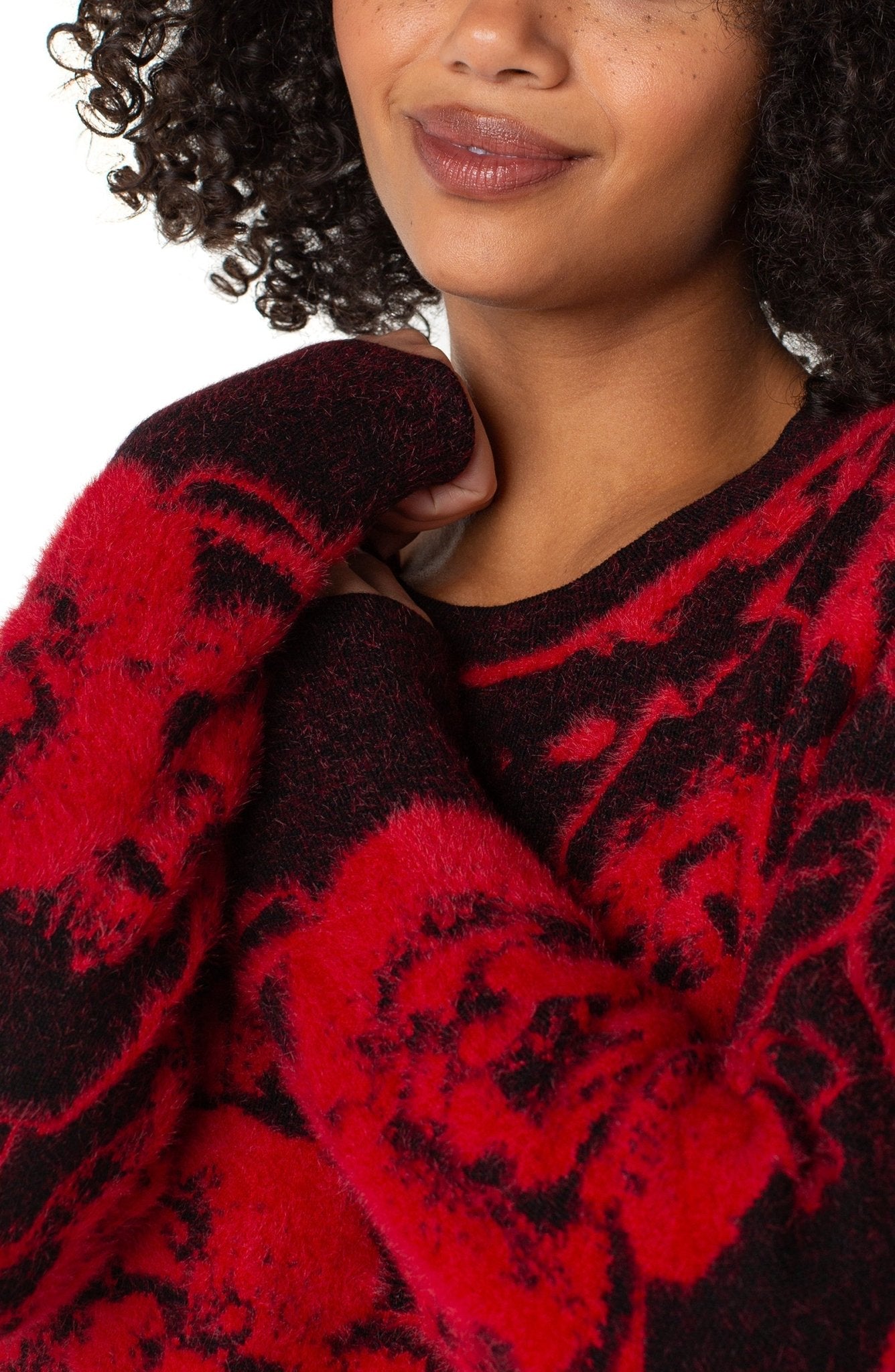 Liverpool Eyelash Floral Crew Neck Sweater - Mainstream Boutique