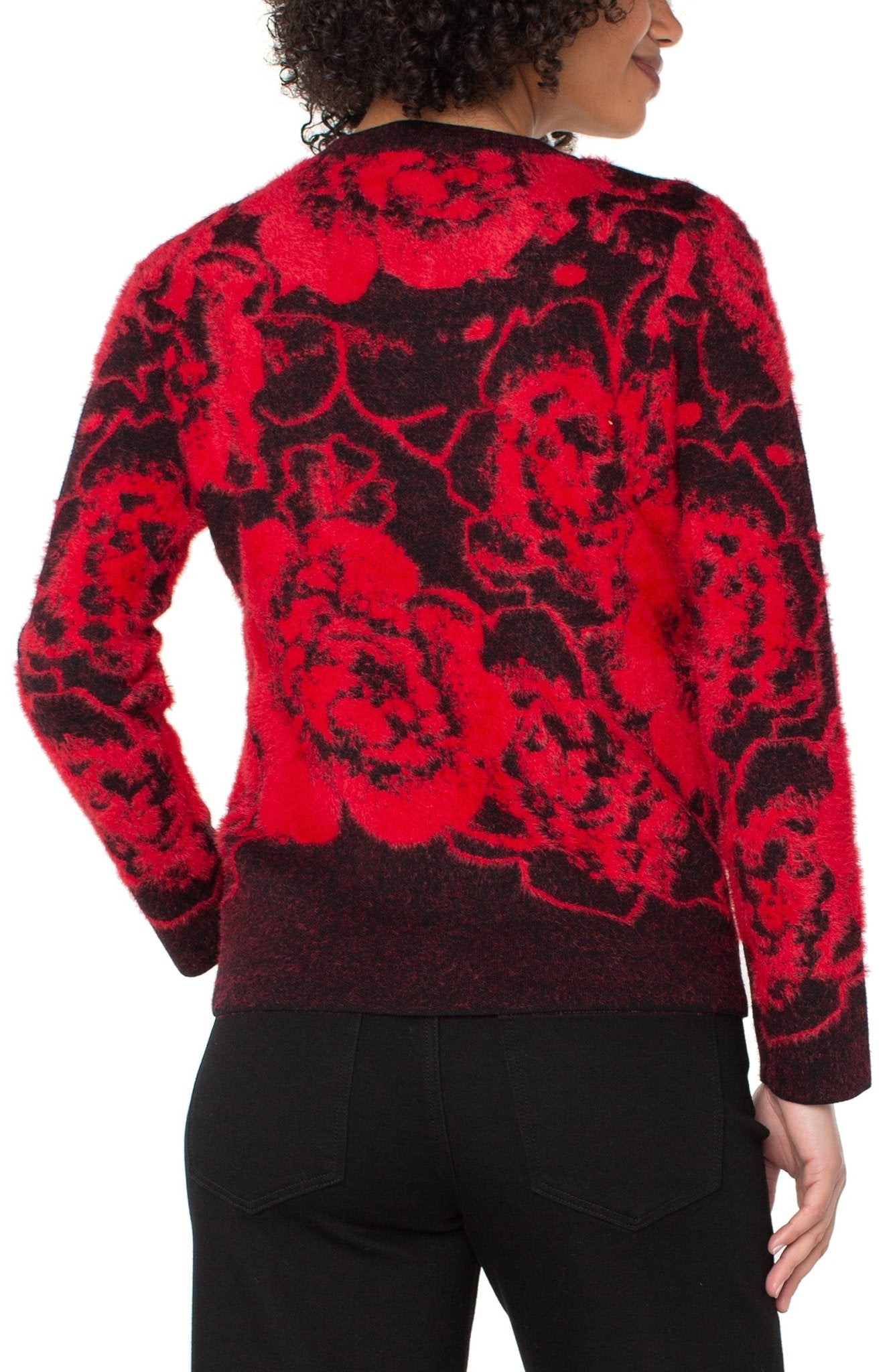 Liverpool Eyelash Floral Crew Neck Sweater - Mainstream Boutique